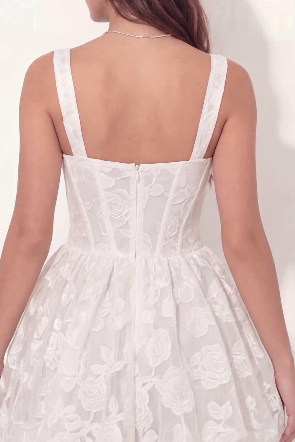 White Thick Straps Lace Short Corset Graduation Dress