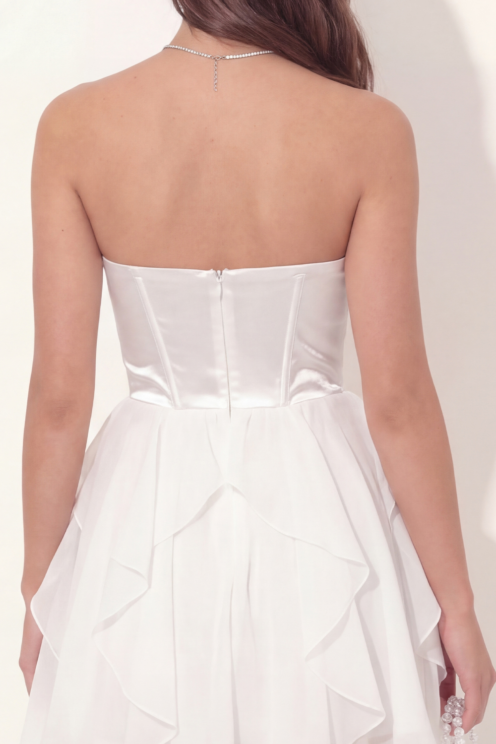 White Keyhole Corset Short Corset Graduation Dress with Ruffles