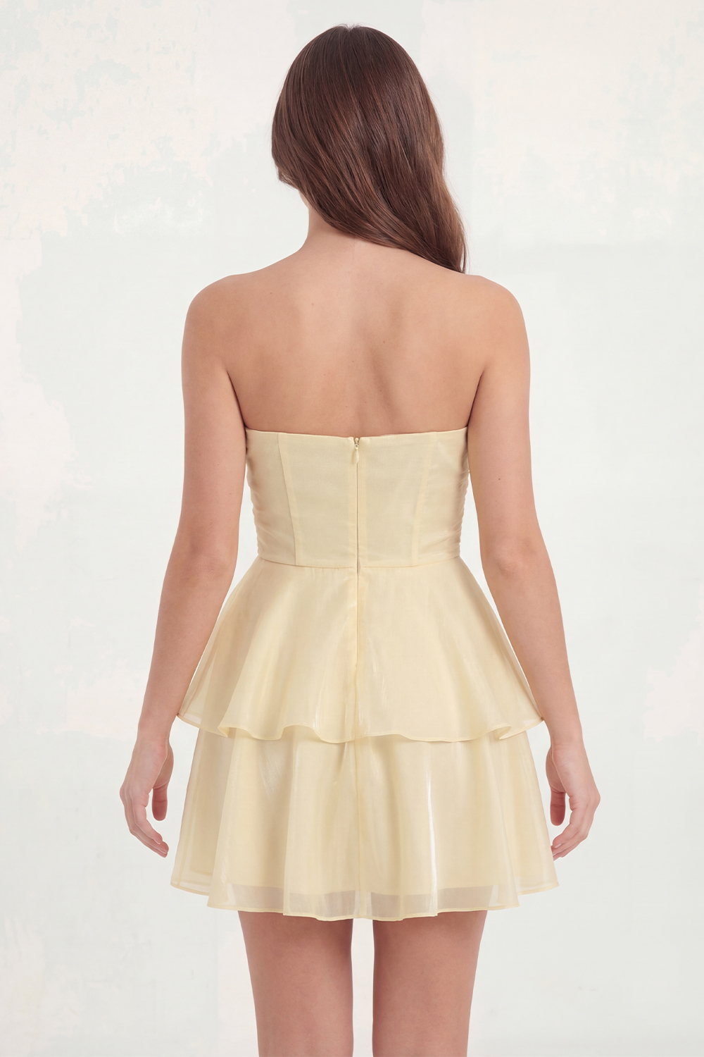 White Ruffled Ruched Strapless Short Graduation Dress