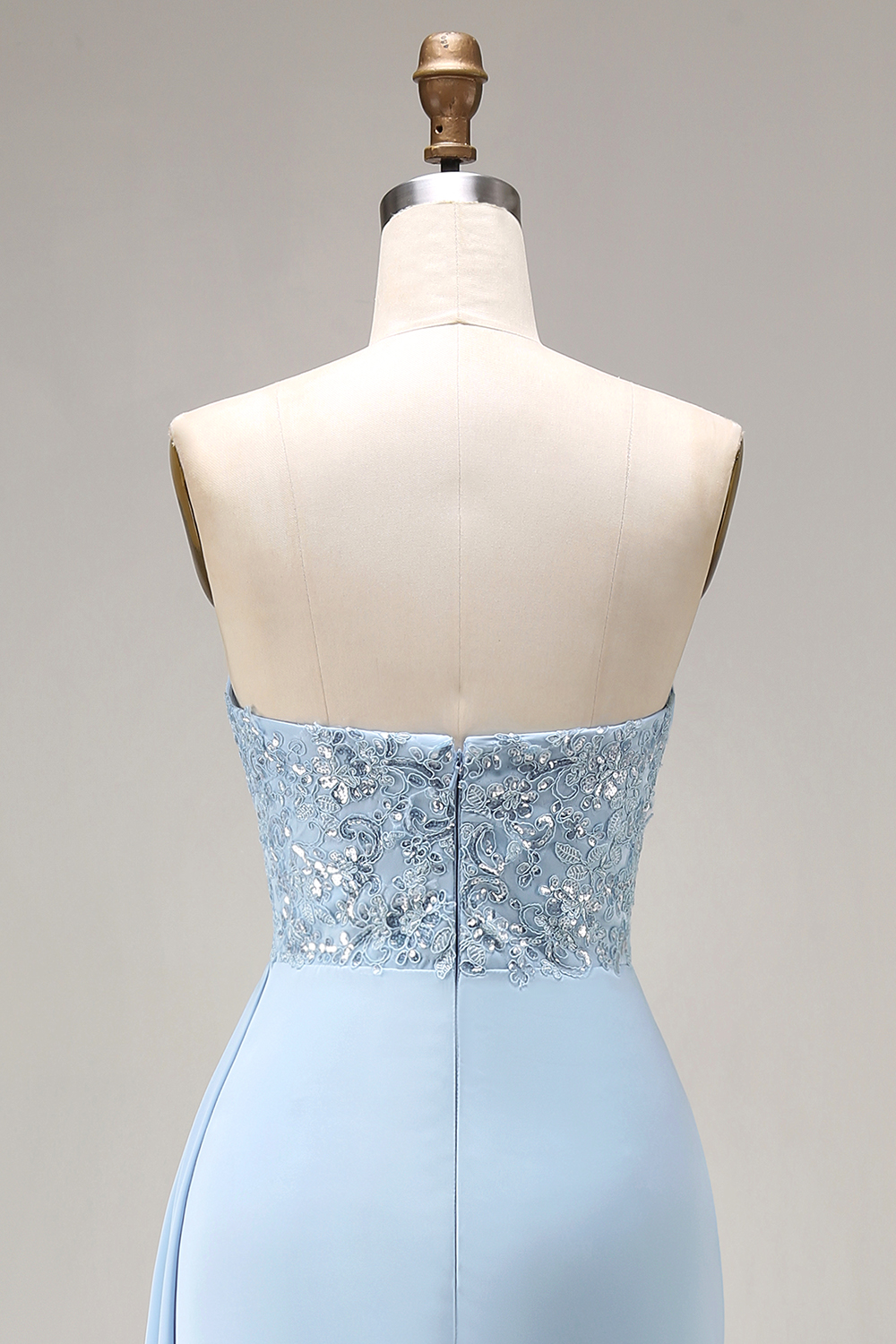 Beaded Ruched Blue Mermaid Long Prom Dress with Side Cape