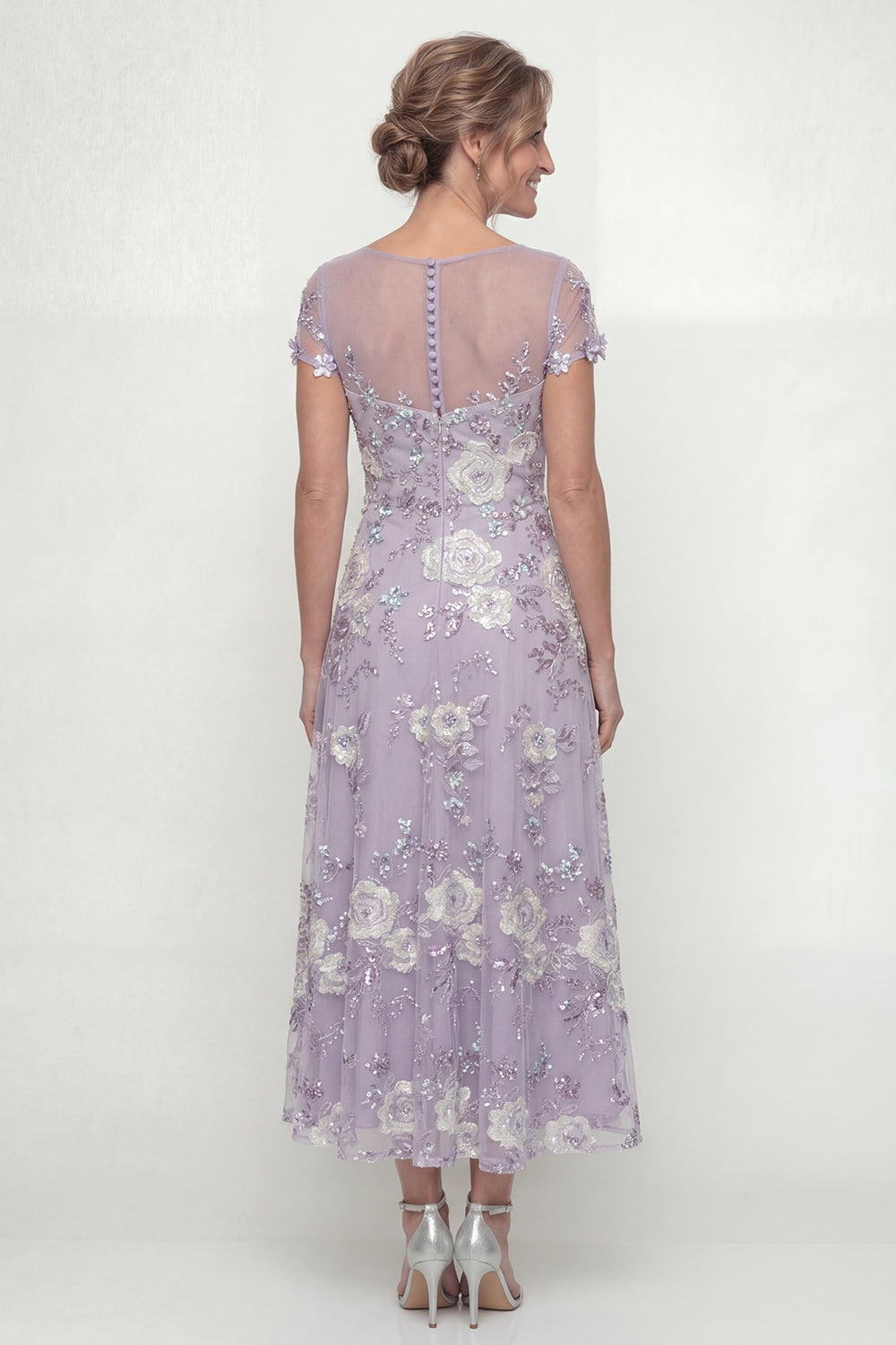 Dusty Purple A Line Maxi Floral Mother of the Bride Dress