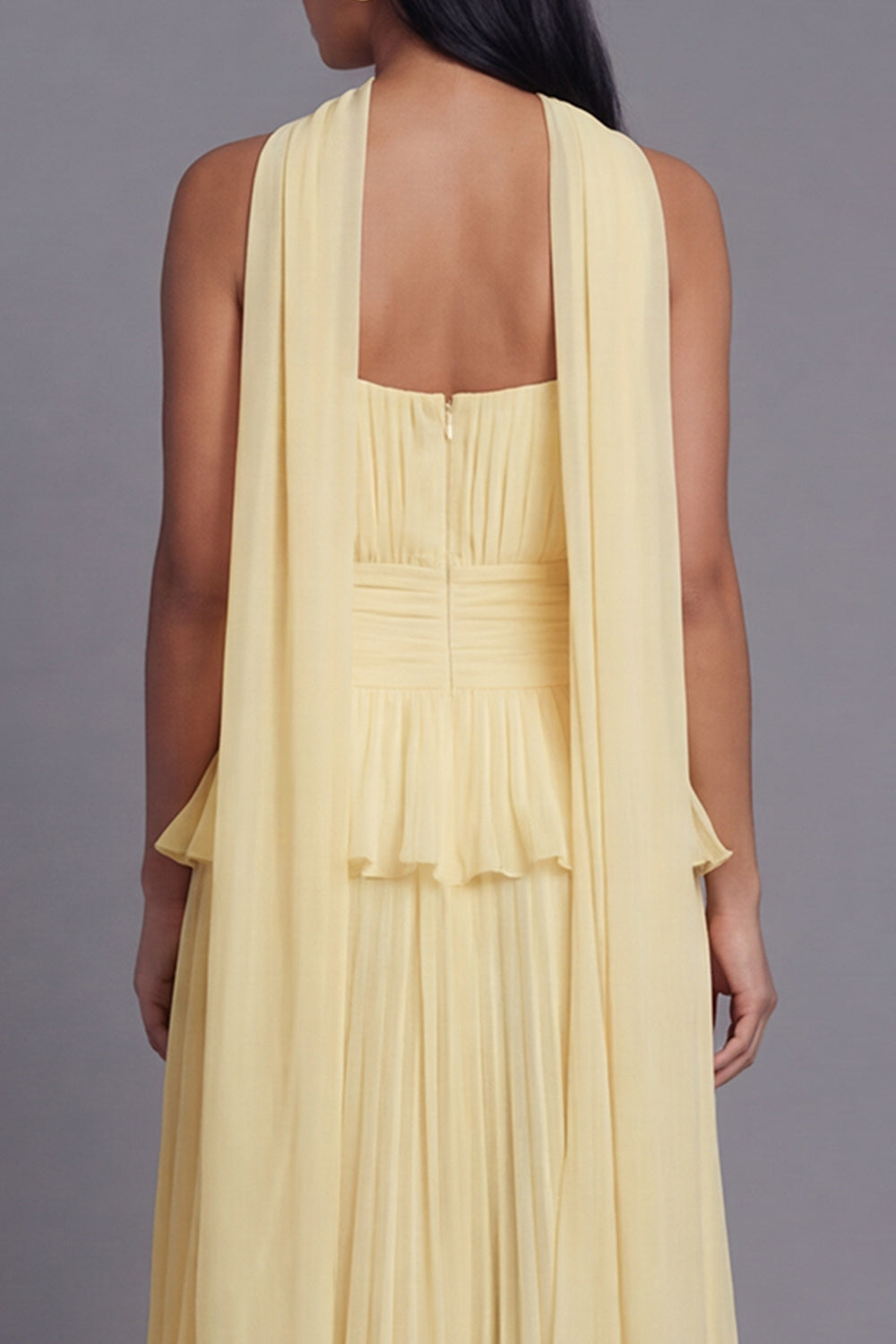 Dusty Sage A Line Maxi Ruffled Formal Dress with Pleats