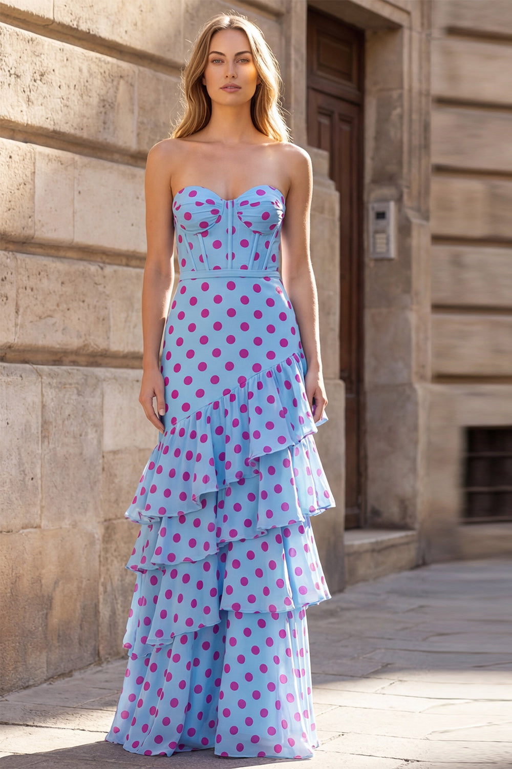 Black A Line Corset Strapless Long Prom Dress with Ruffles