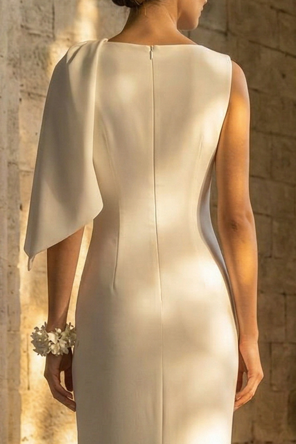 White Beach Mermaid Maxi Wedding Reception Dress with Slit