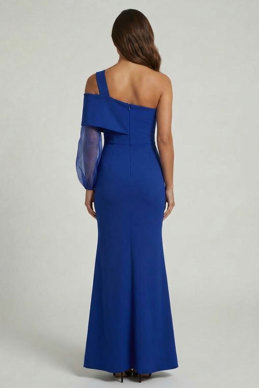 Royal Blue Long One Shoulder Mermaid Mother of the Bride Dress with Slit