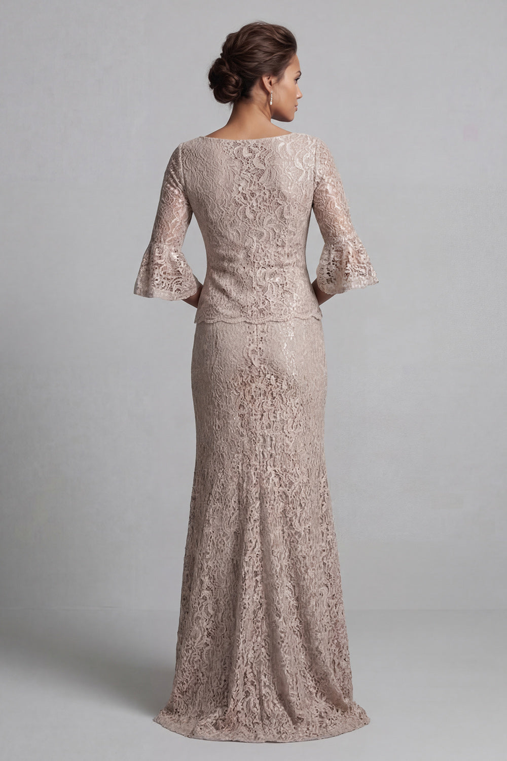 Scoop Champagne Mermaid Long Mother of the Bride Dress with Jacket