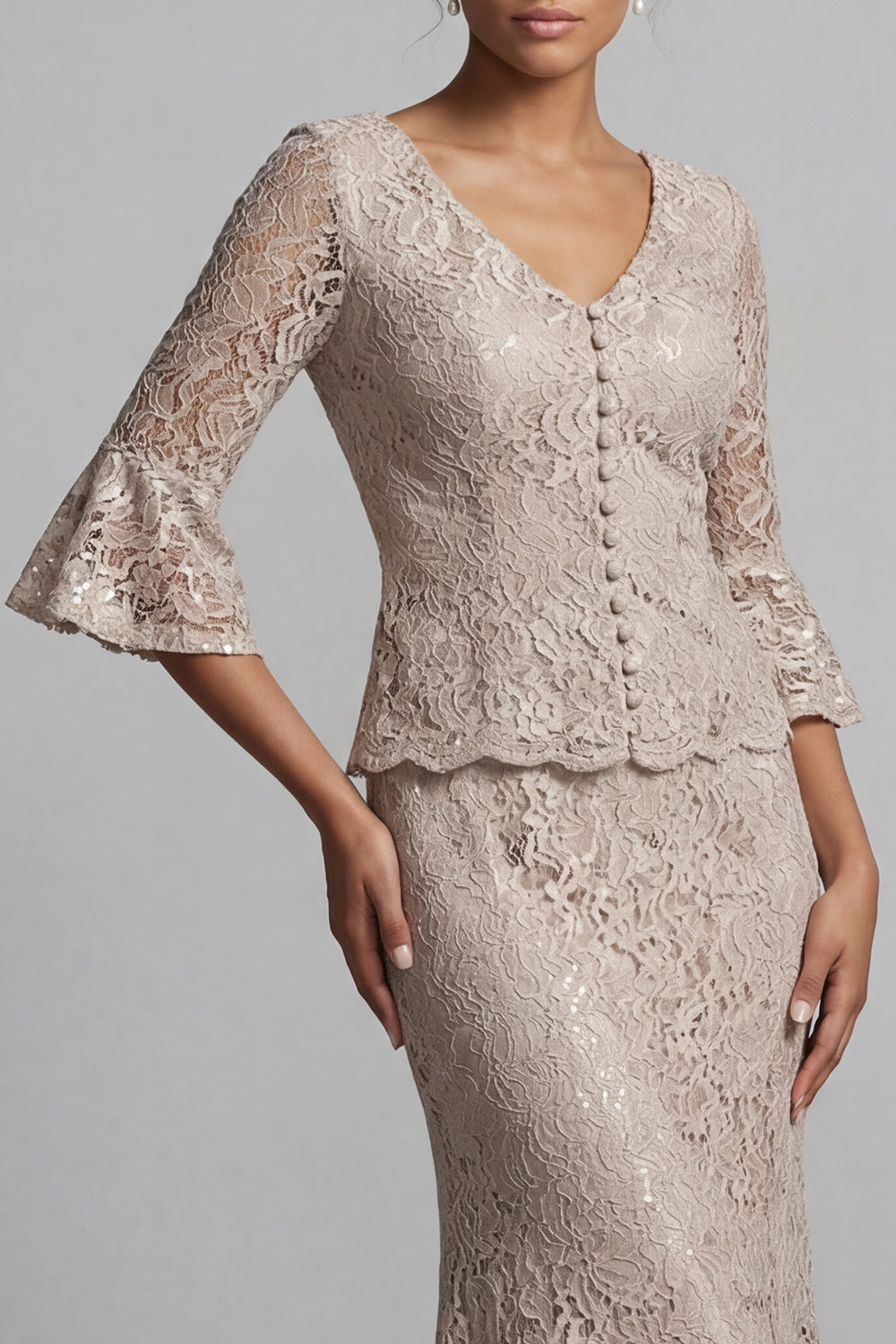 Scoop Champagne Mermaid Long Mother of the Bride Dress with Jacket