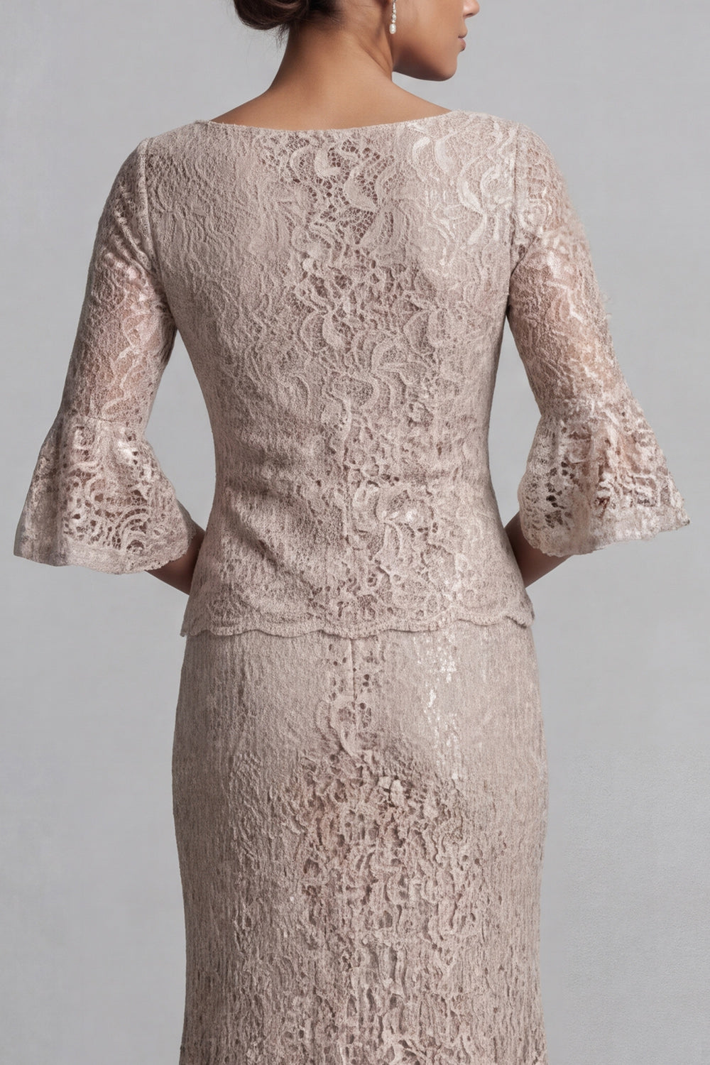 Scoop Champagne Mermaid Long Mother of the Bride Dress with Jacket