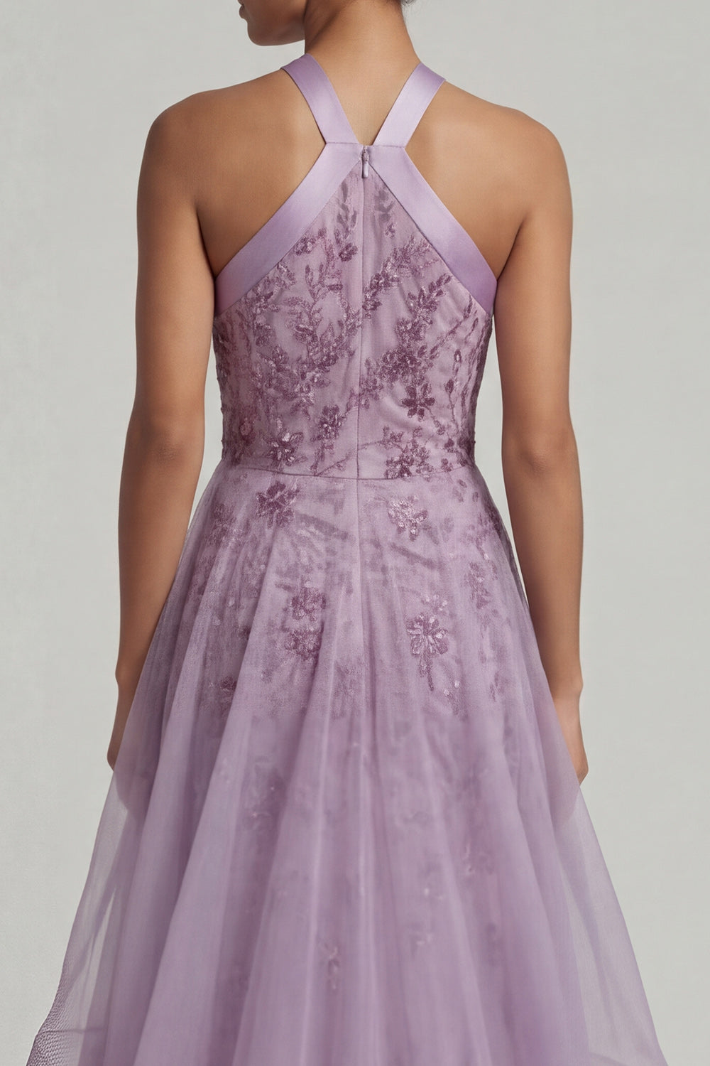 Floral Long Purple A Line Mother of the Bride Dress with Ruffles