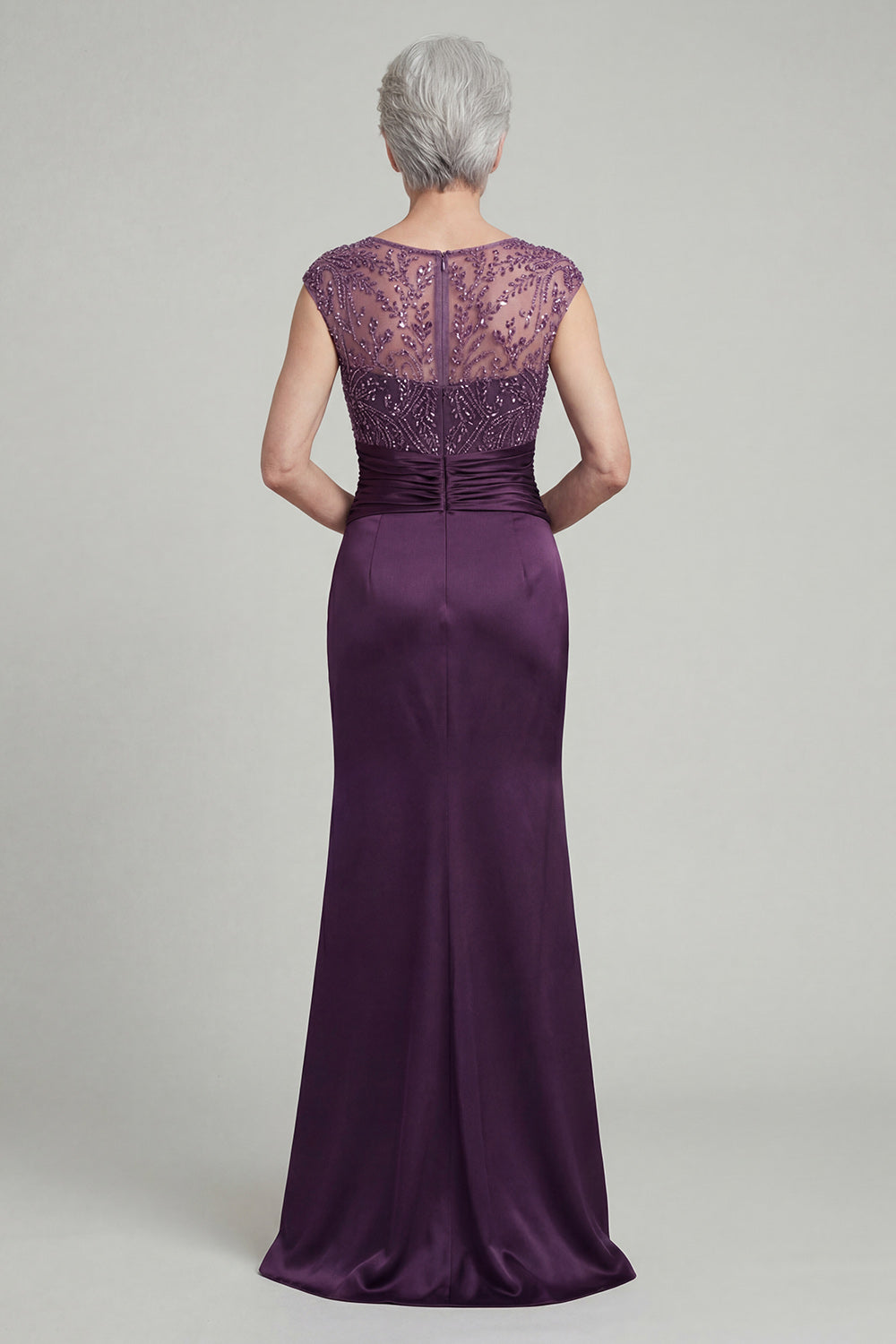 Sparkly Dark Purple Long Mermaid Beaded Mother of the Bride Dress with Pockets