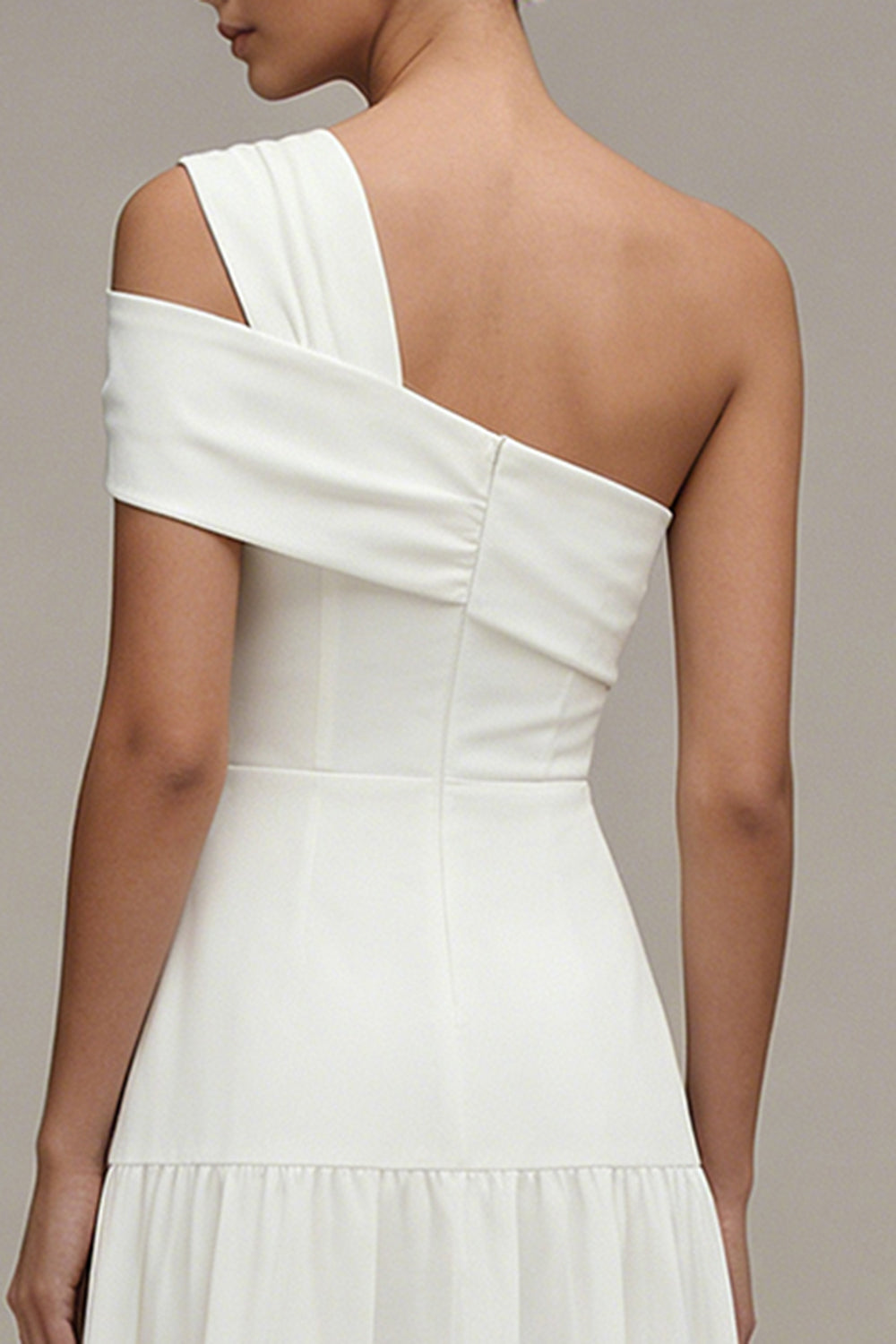 Maxi White One Shoulder A Line Engagement Dress