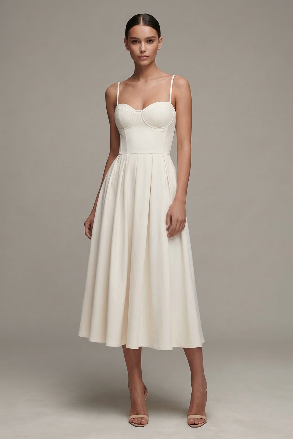 Corset Maxi Spaghetti Straps White A Line Engagement Dress