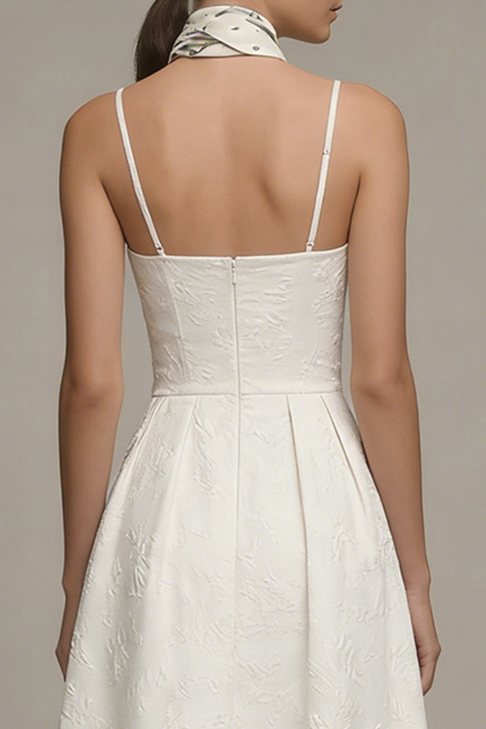 Floral Maxi Spaghetti Straps Ivory A Line Corset Engagement Dress