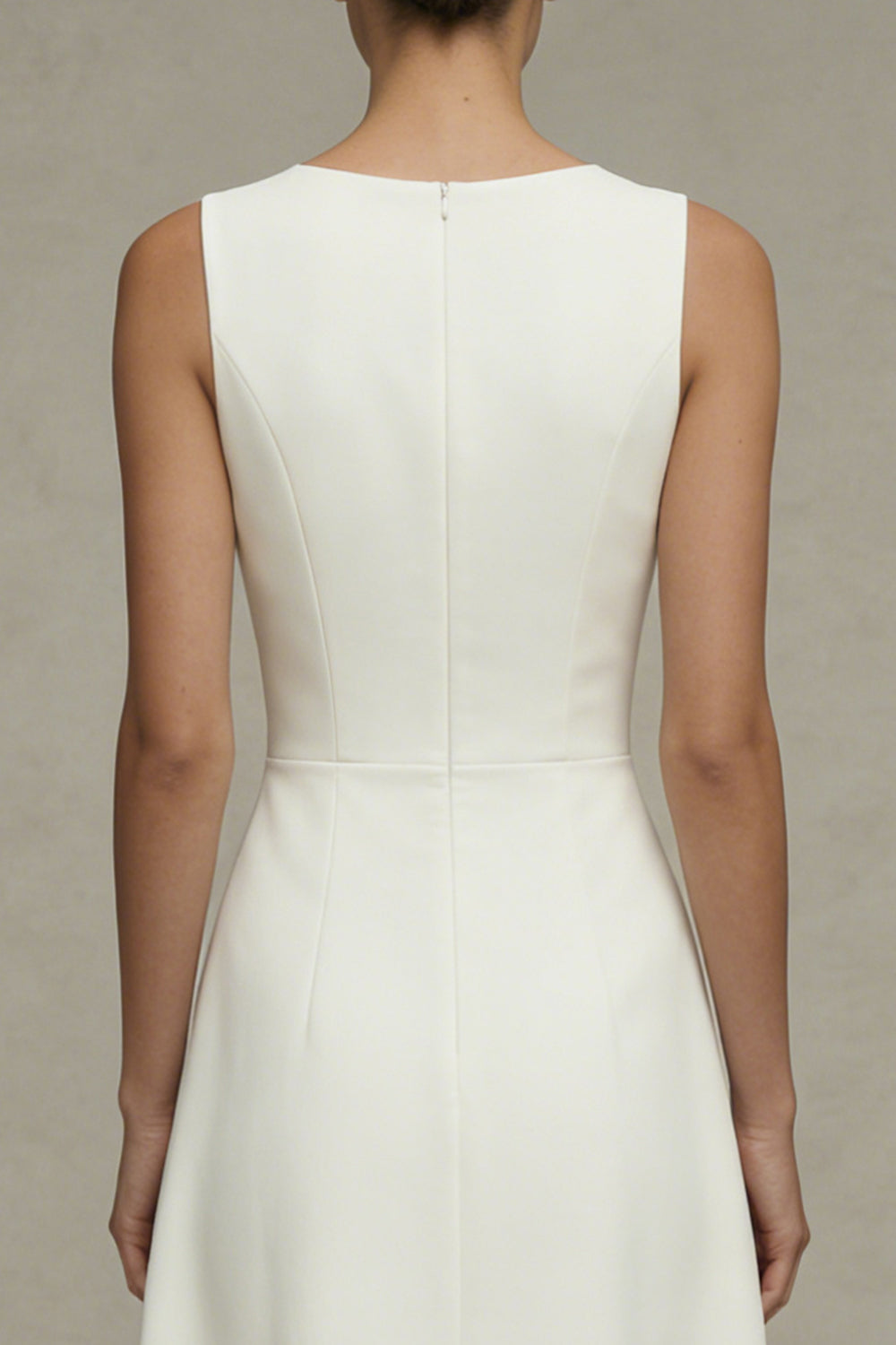 Simple White A Line Round Neck Maxi Engagement Dress