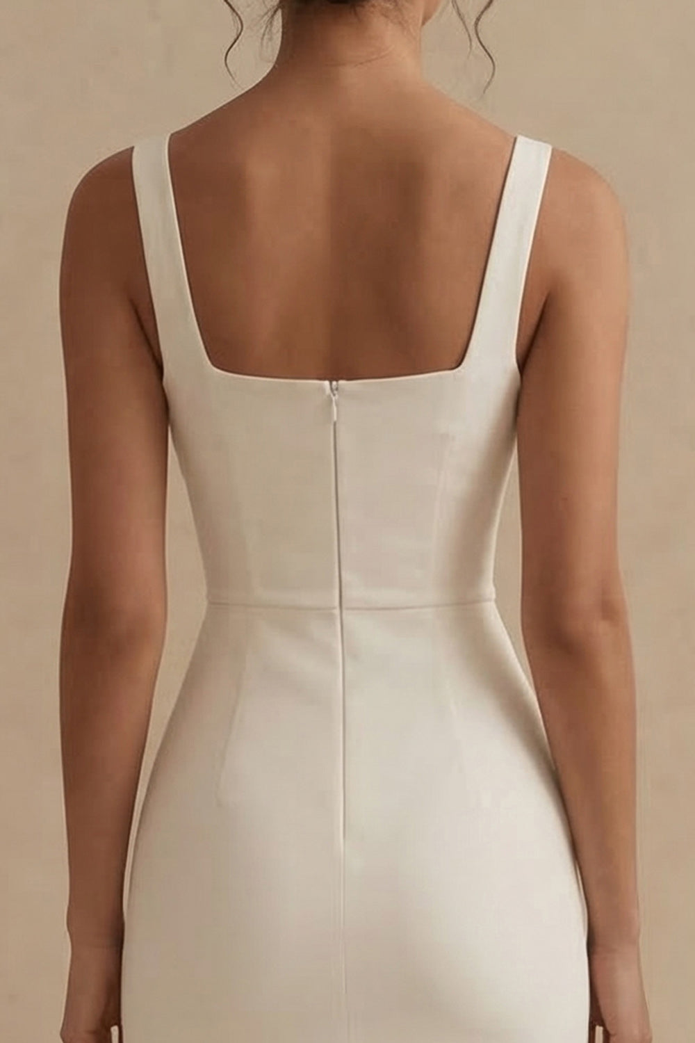 Square Neck Maxi Bodycon White Engagement Dress