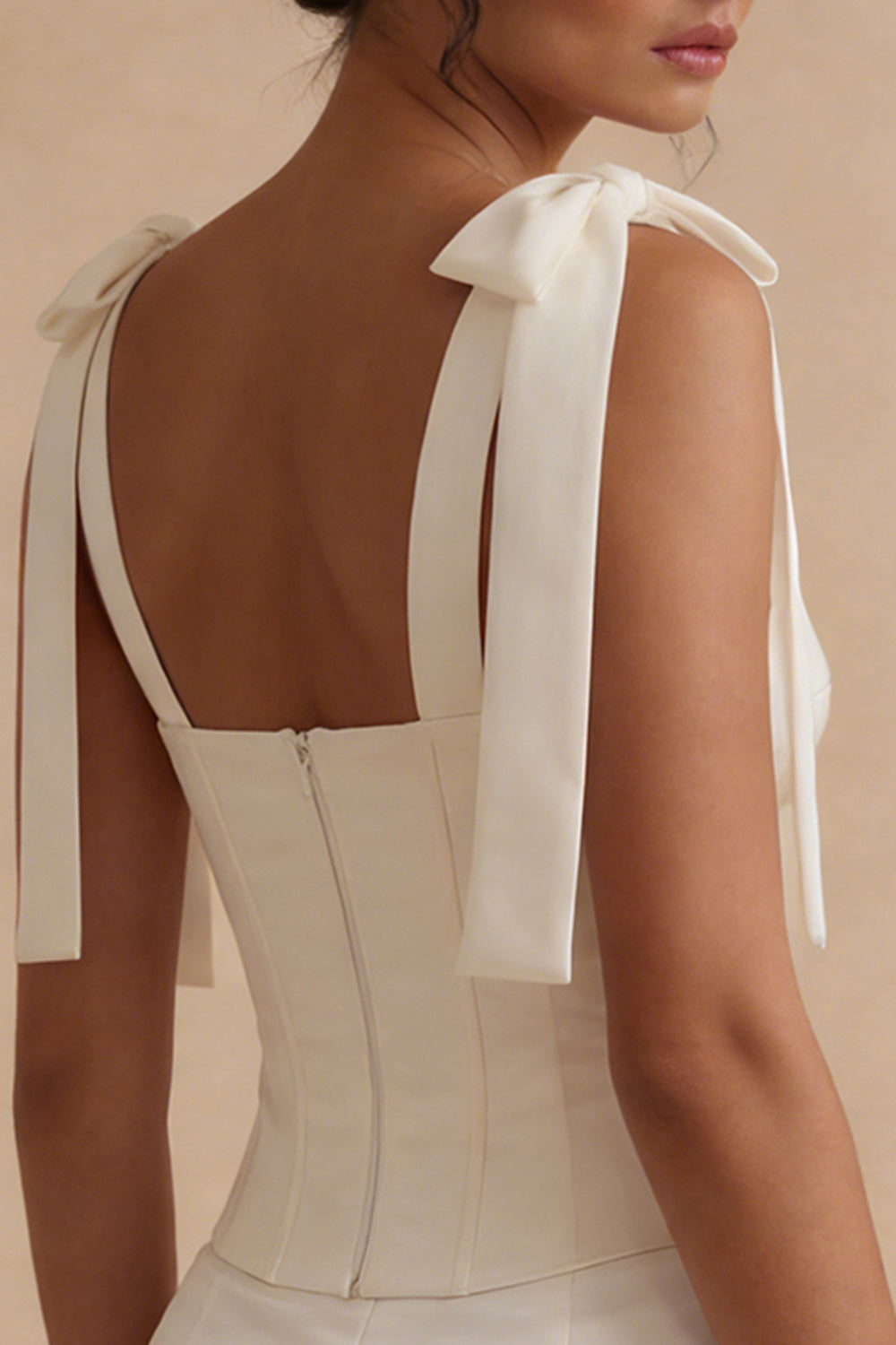 Basque Bodycon Corset Waist Short White Graduation Dress with Bow