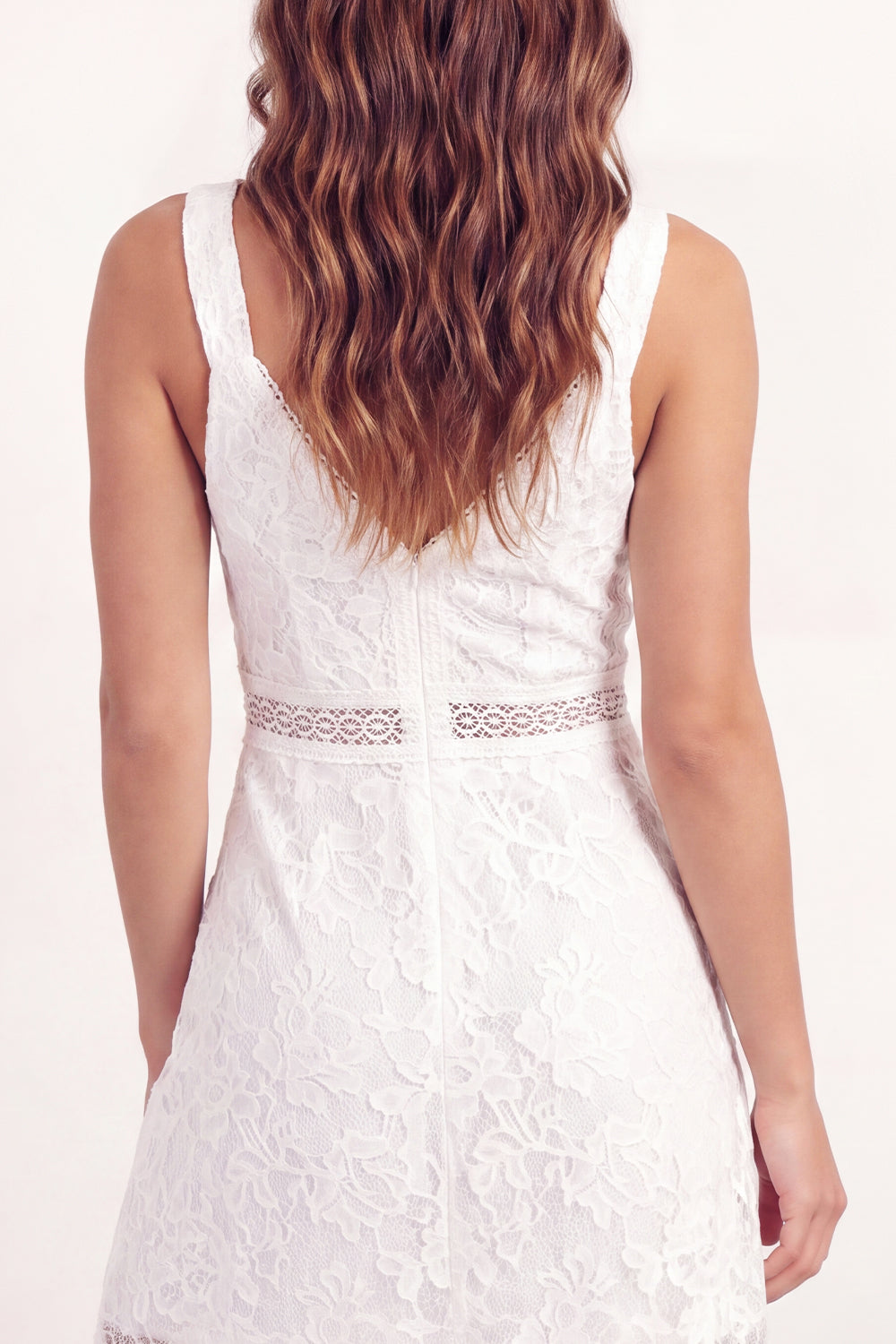 Lace V-Neck A Line White Floral Short Graduation Dress