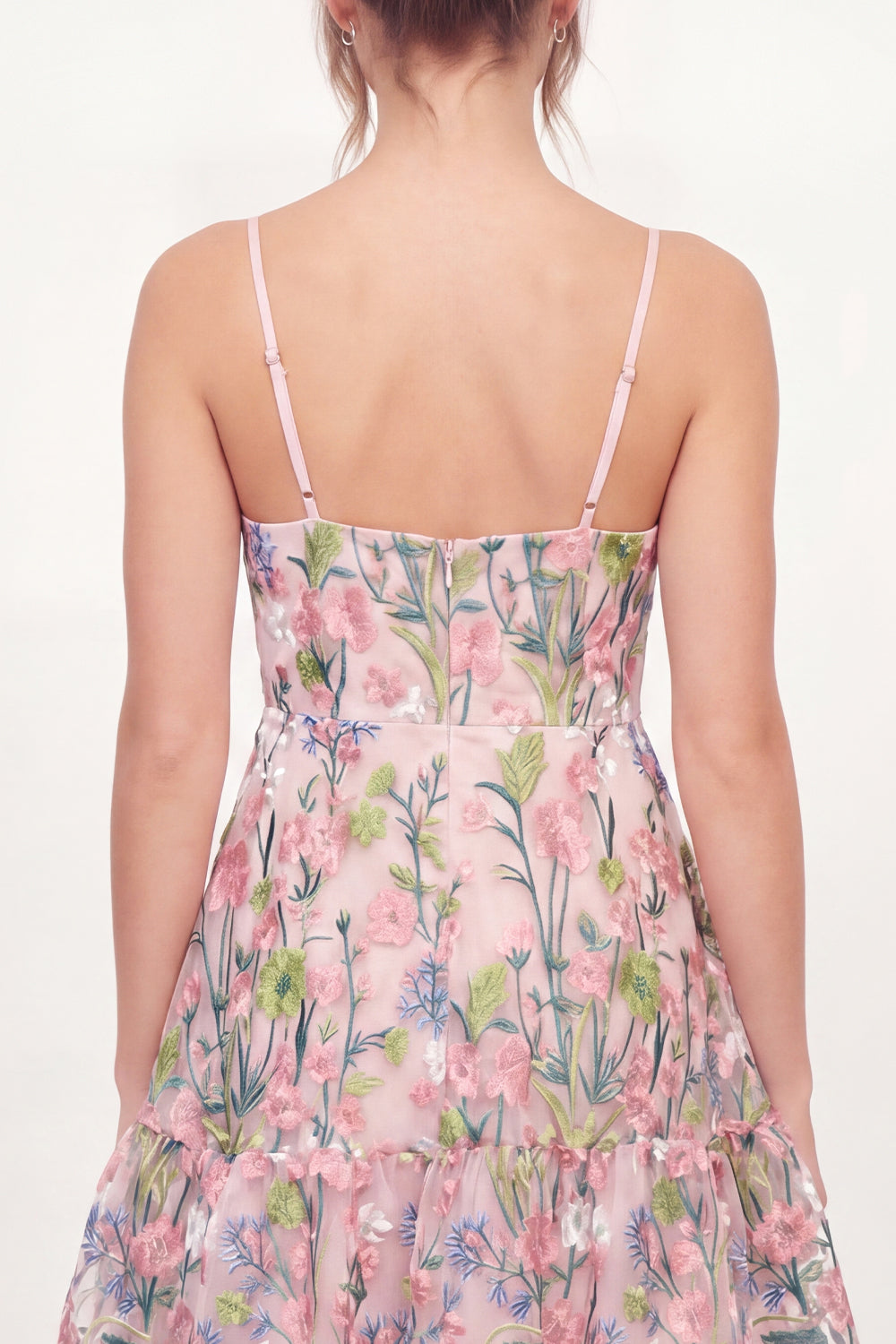 Floral A Line Short Pink V-Neck Graduation Dress