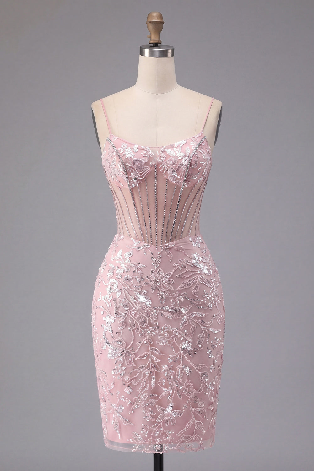 Sparkly Dark Green Tight Short Corset Floral Homecoming Dress with Beading