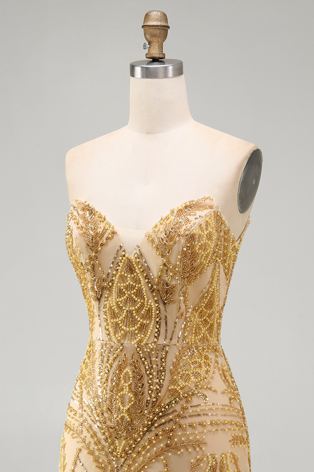 Beaded Sparkly Golden Tight Short Homecoming Dress