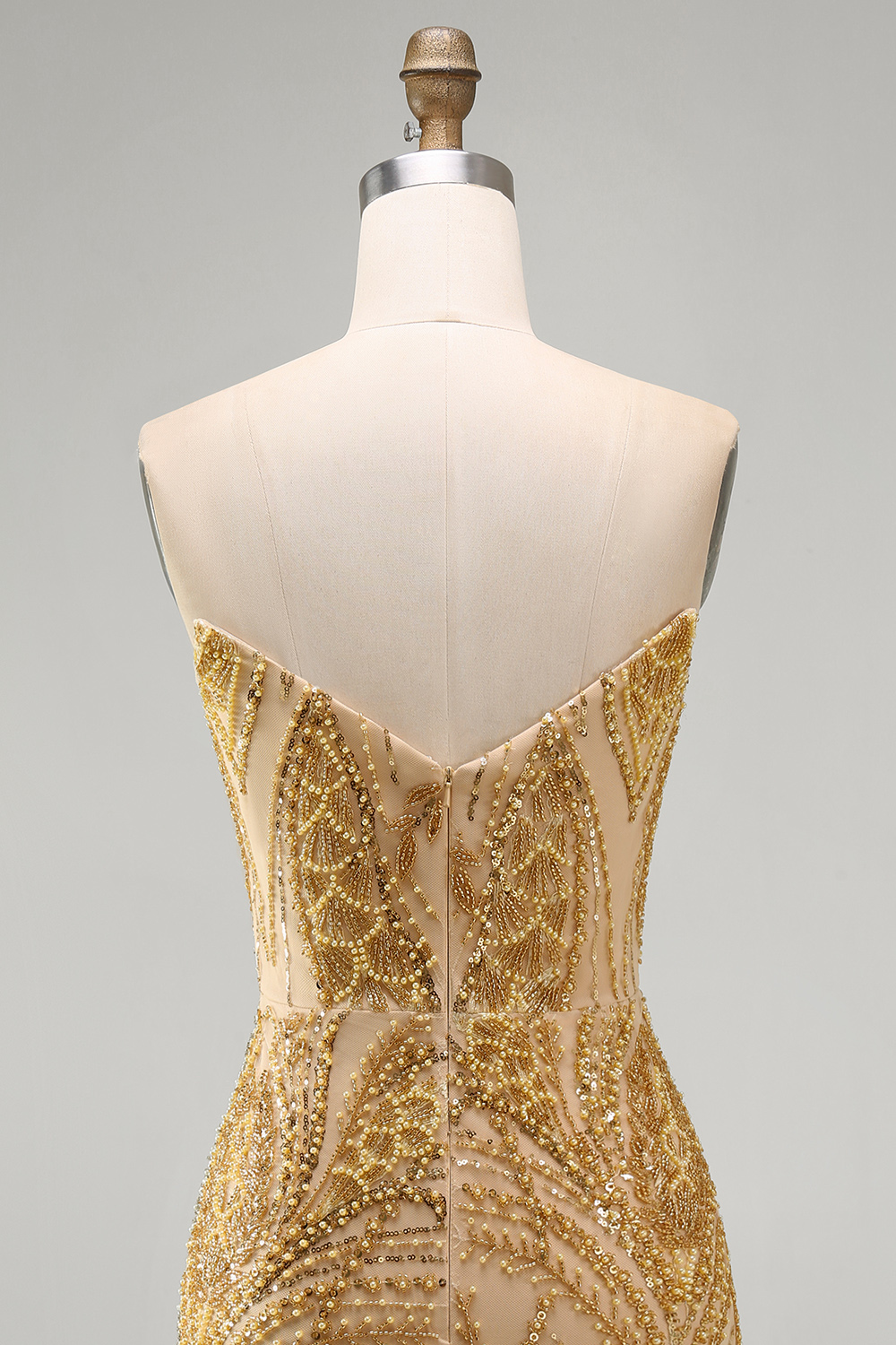 Beaded Sparkly Golden Tight Short Homecoming Dress