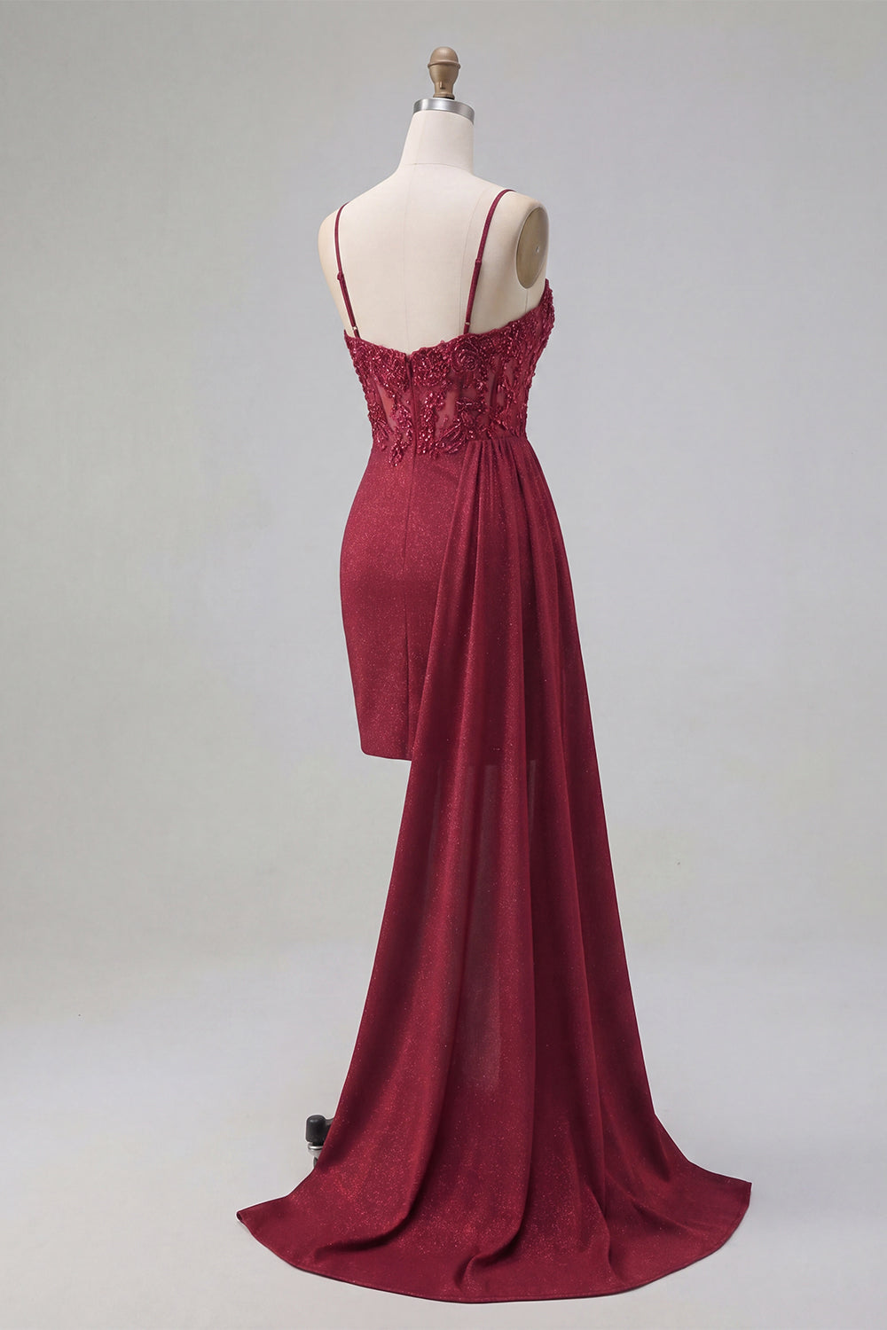 Sparkly Burgundy Short Beaded Tight Ruched Homecoming Dress with Side Cape