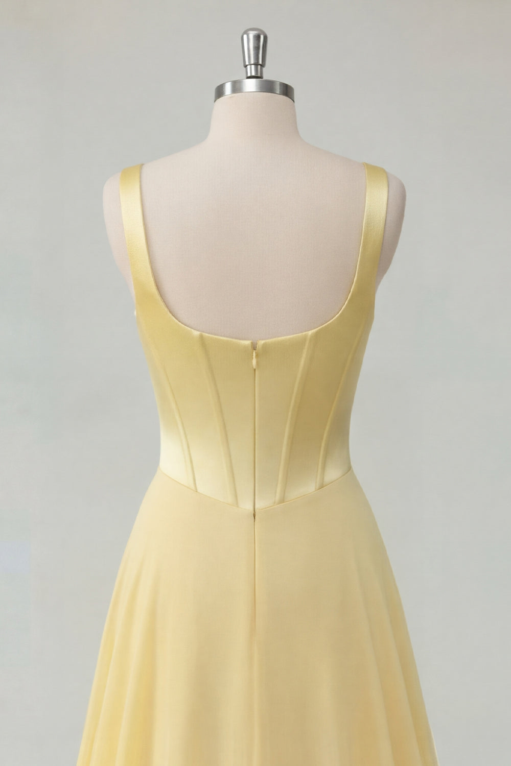 Thick Straps Corset A Line Butter Yellow Long Prom Dress