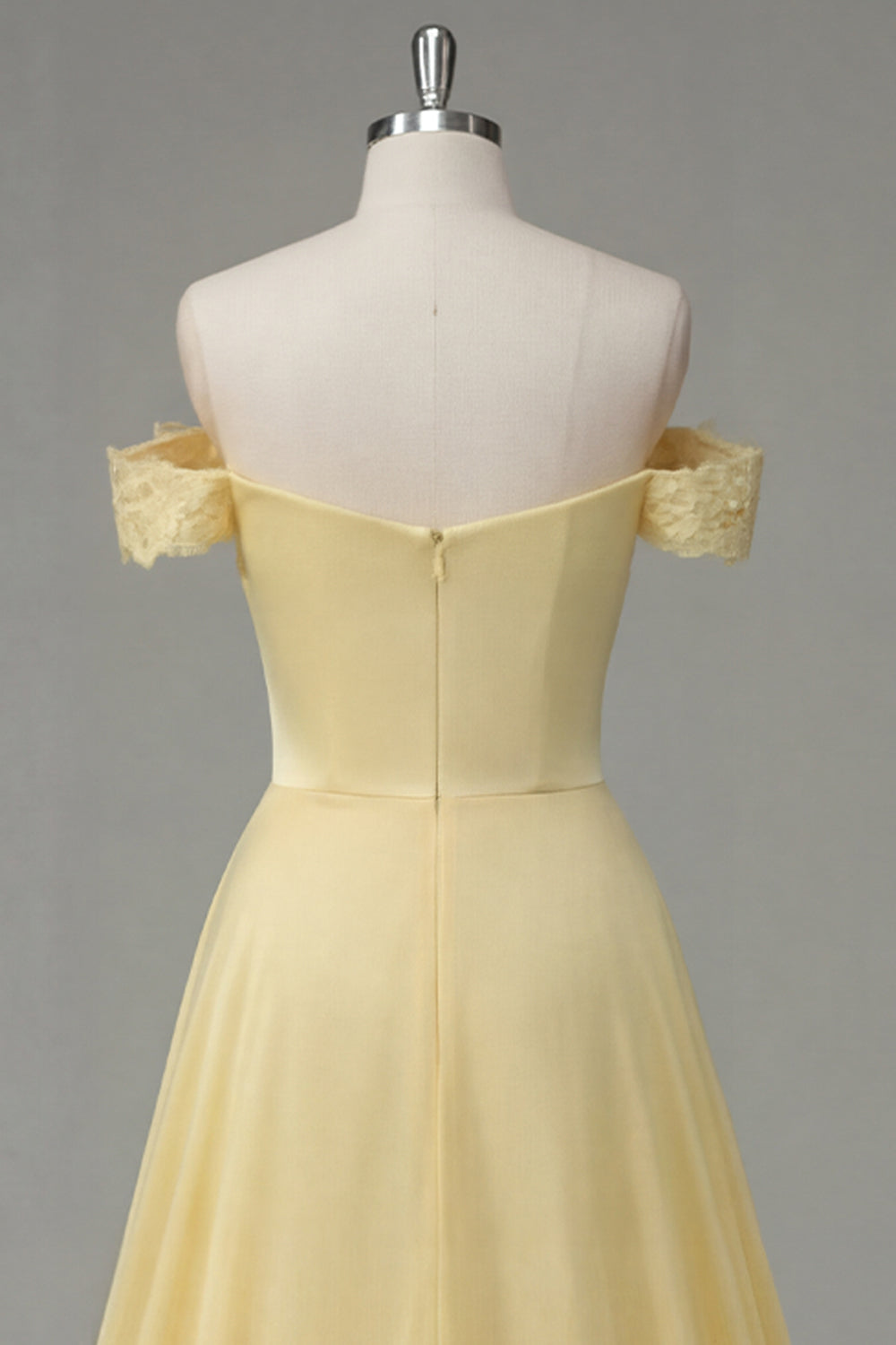 Butter Yellow A Line Ruched Off the Shoulder Prom Dress with Cape