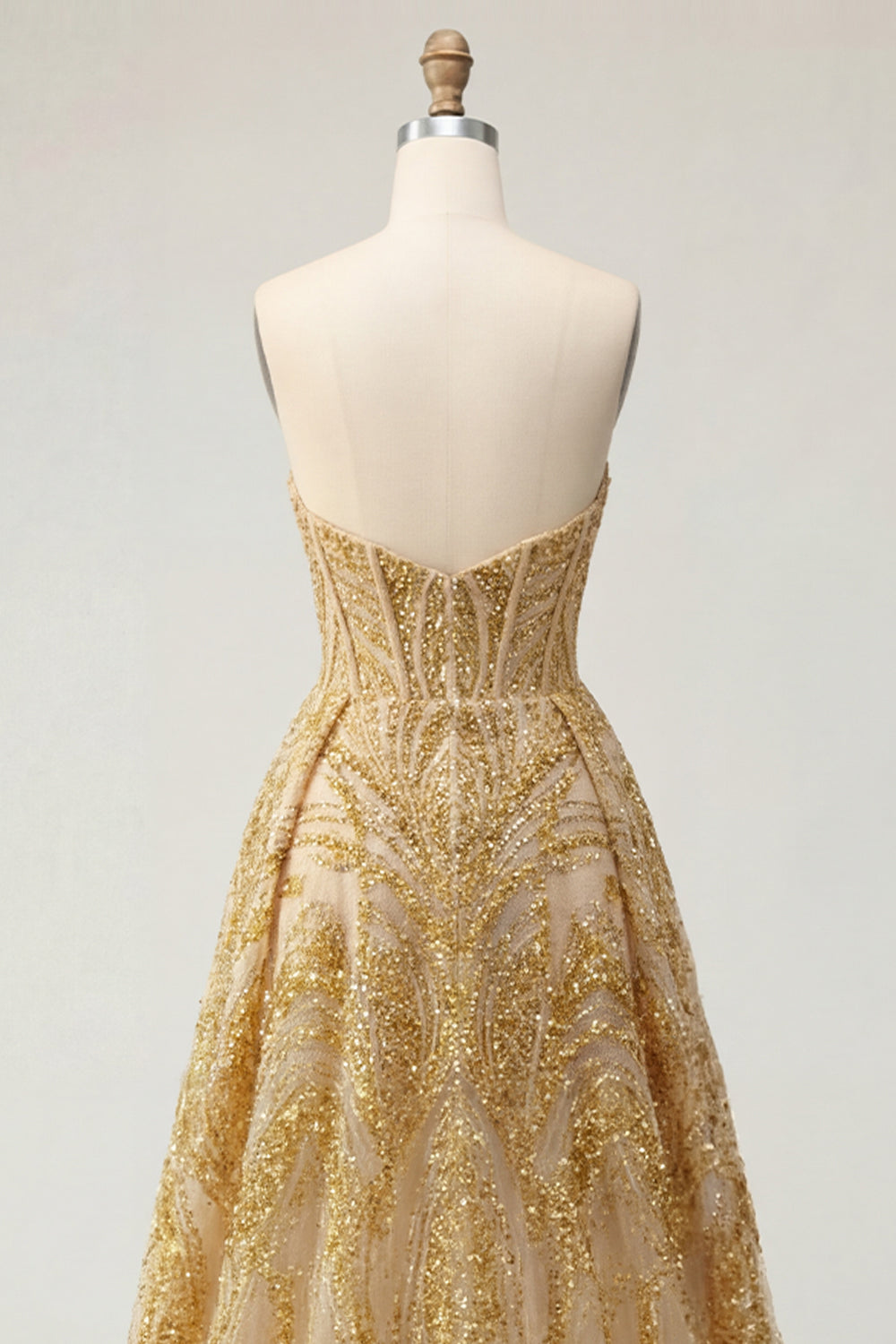 A Line Corset Sparkly Golden High Low Beaded Prom Dress with Cape