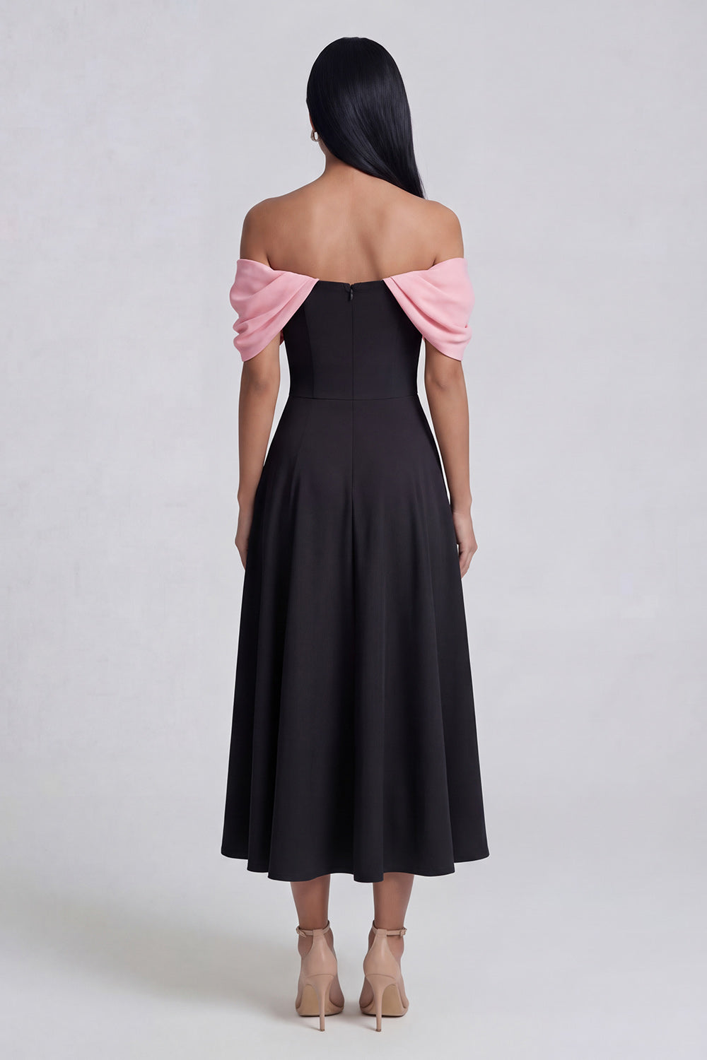 Black A Line Off the Shoulder Maxi Formal Dress