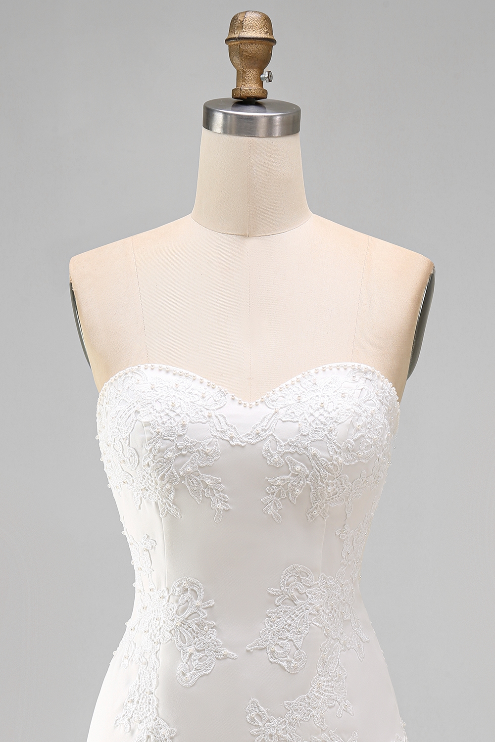 Ruffled A Line Strapless Ivory Short Floral Bridal Shower Dress with Pearls