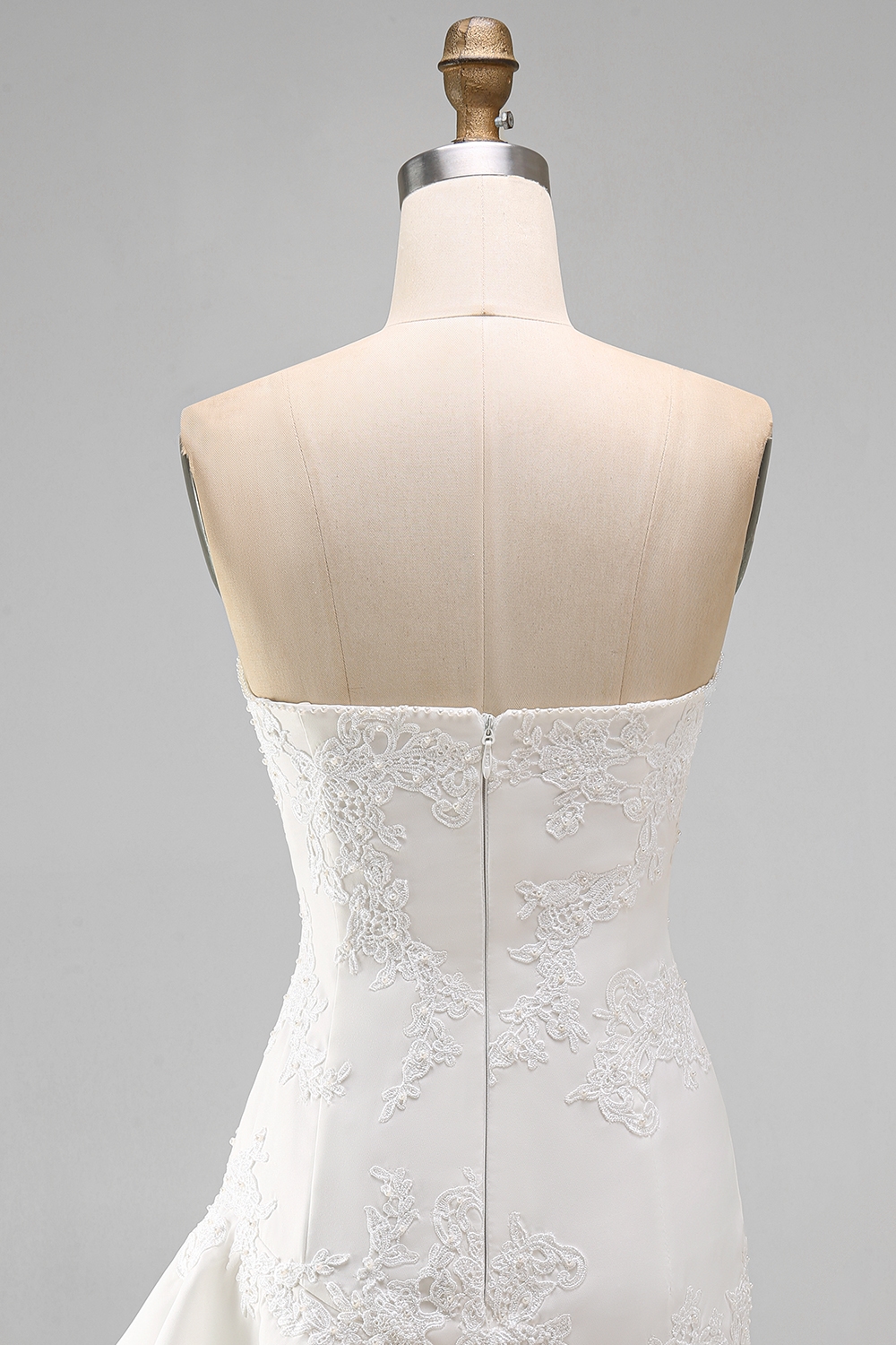 Ruffled A Line Strapless Ivory Short Floral Bridal Shower Dress with Pearls