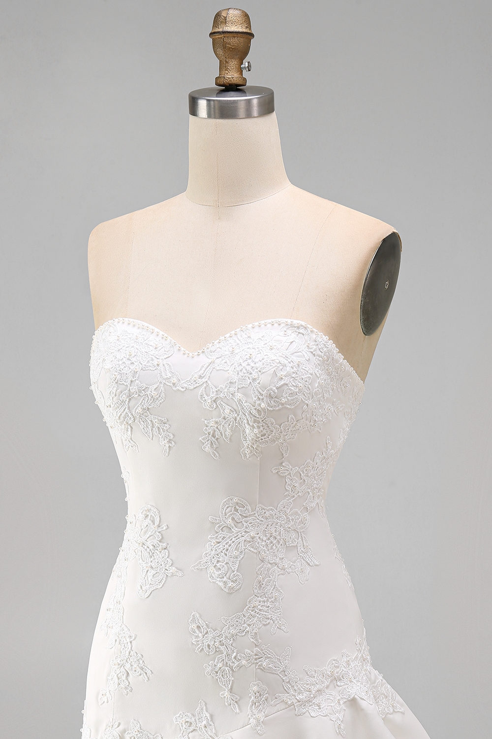 Ruffled A Line Strapless Ivory Short Floral Bridal Shower Dress with Pearls