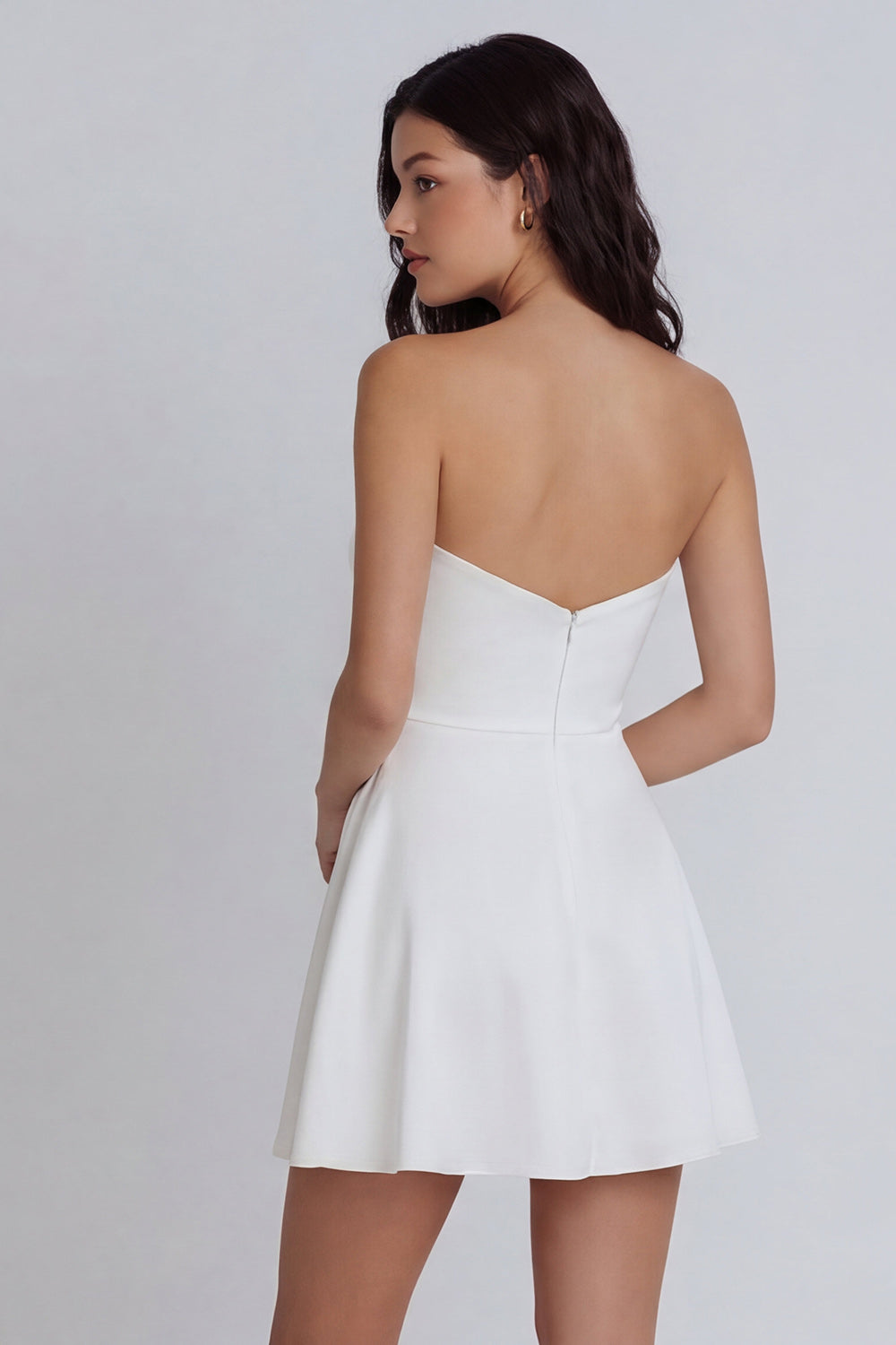 A Line Ivory Short Sweetheart Ruched Bridal Shower Dress