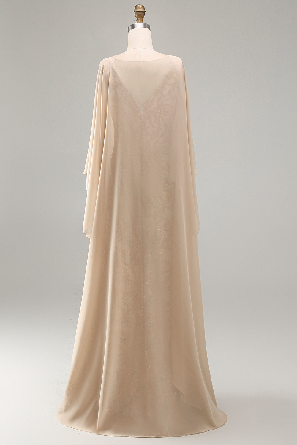 Mermaid Floral Long Sparkly Champagne Beaded Mother of the Bride Dress with Cape