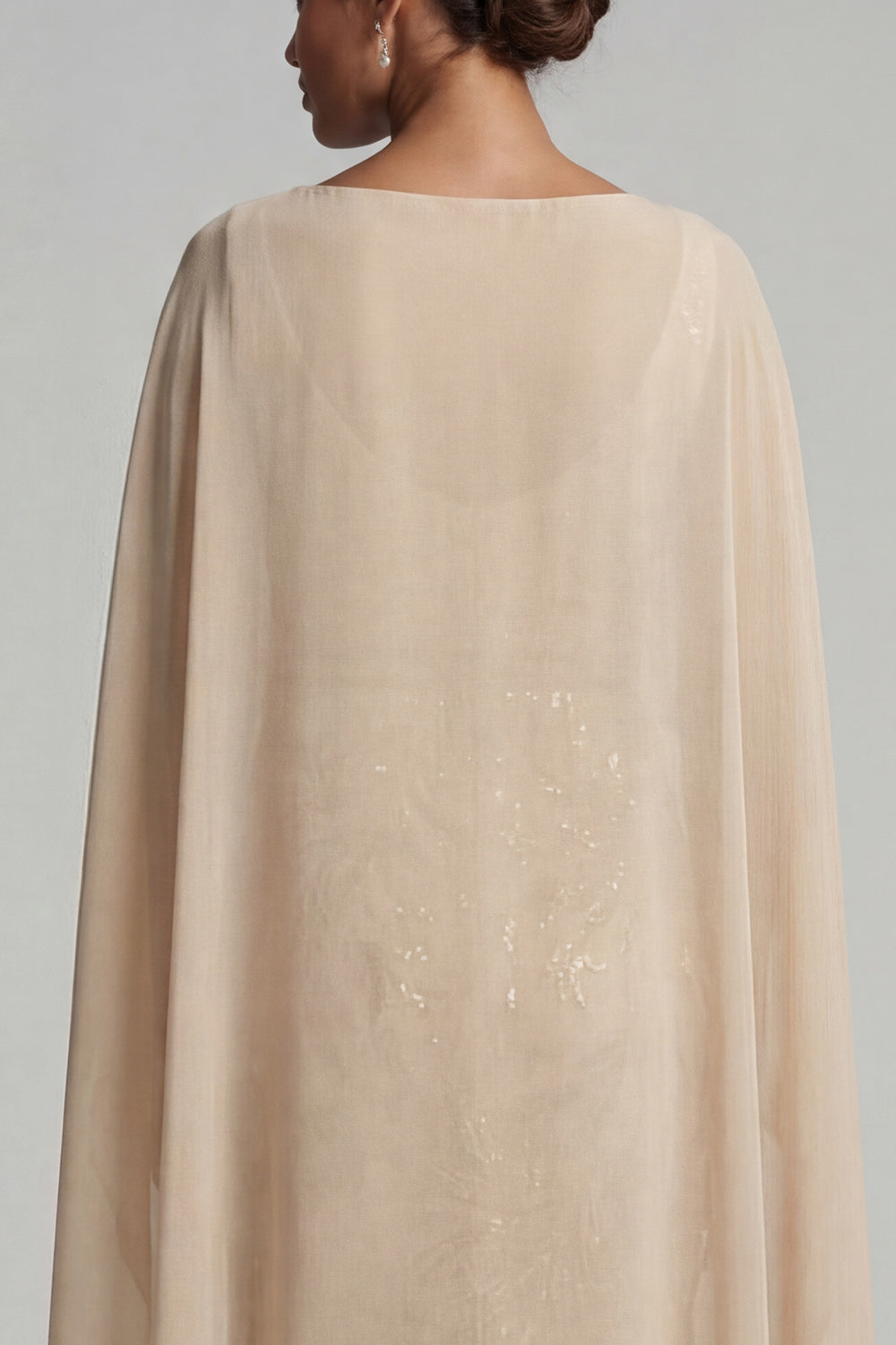 Mermaid Floral Long Sparkly Champagne Beaded Mother of the Bride Dress with Cape