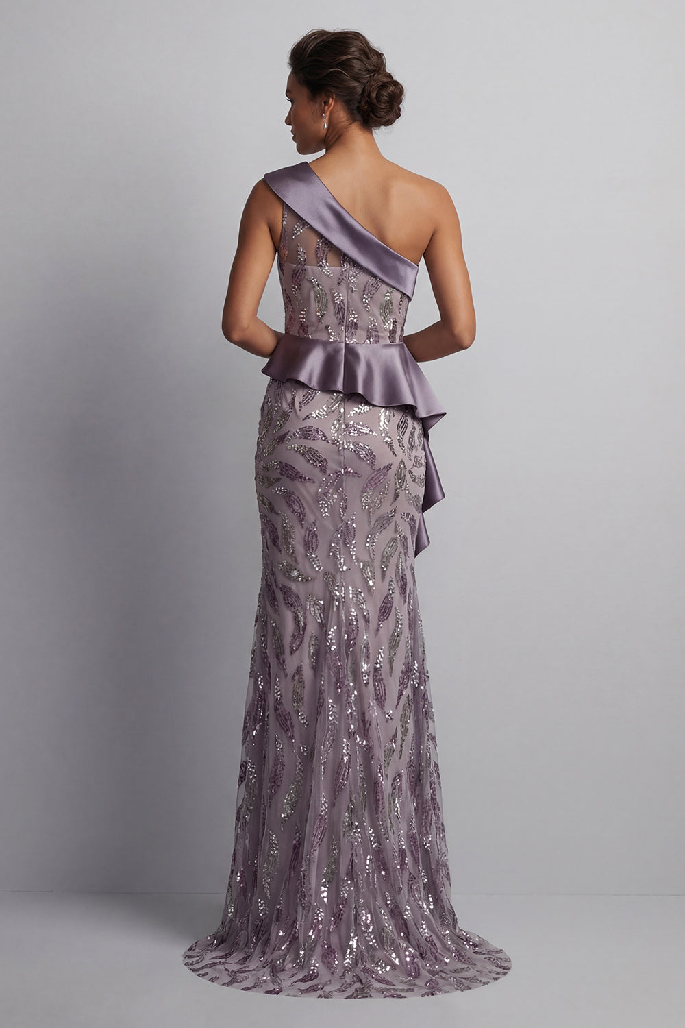 Sparkly Vintage Beaded Mermaid Mauve Long Mother of the Bride Dress with Ruffles