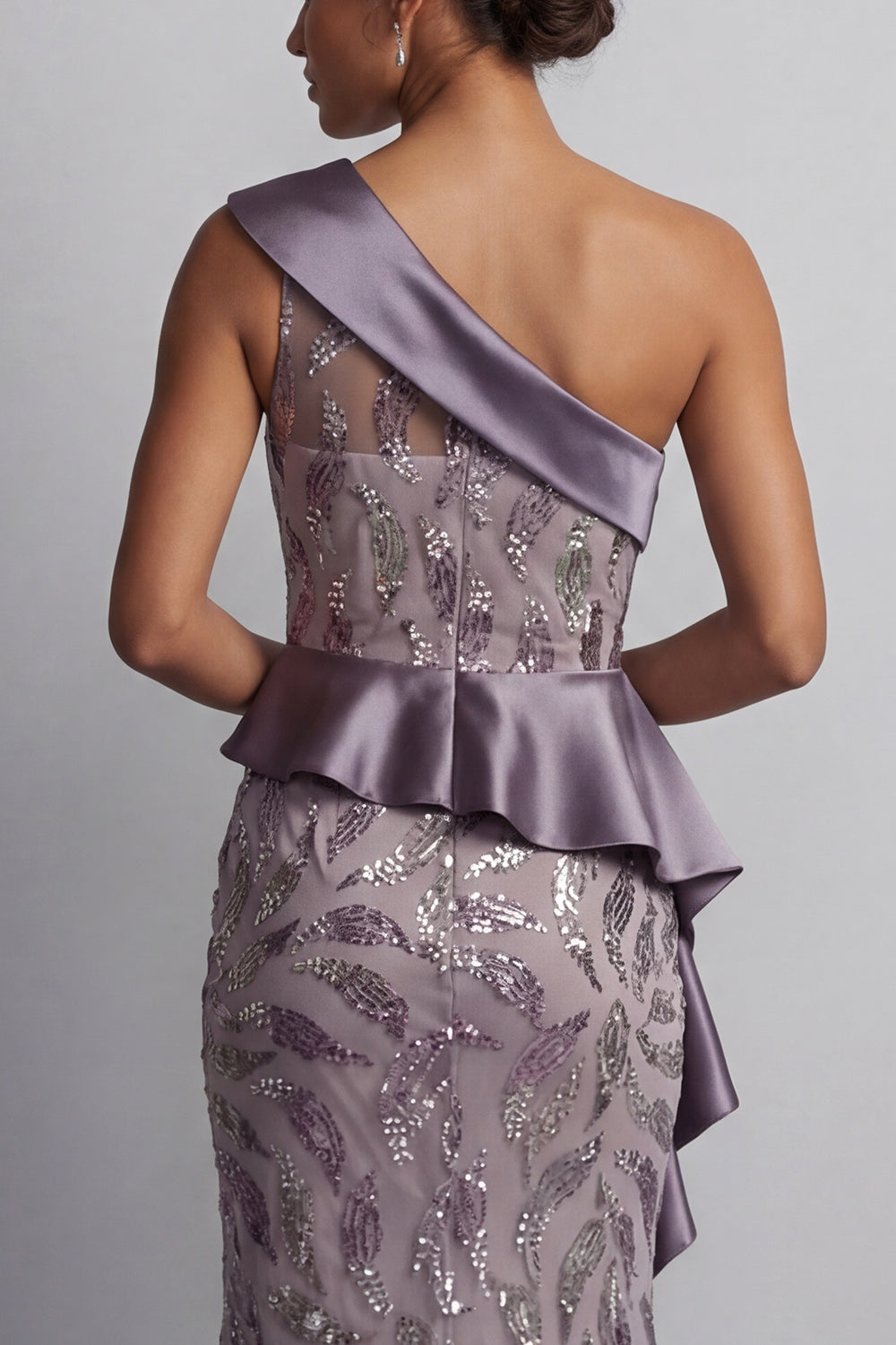 Sparkly Vintage Beaded Mermaid Mauve Long Mother of the Bride Dress with Ruffles