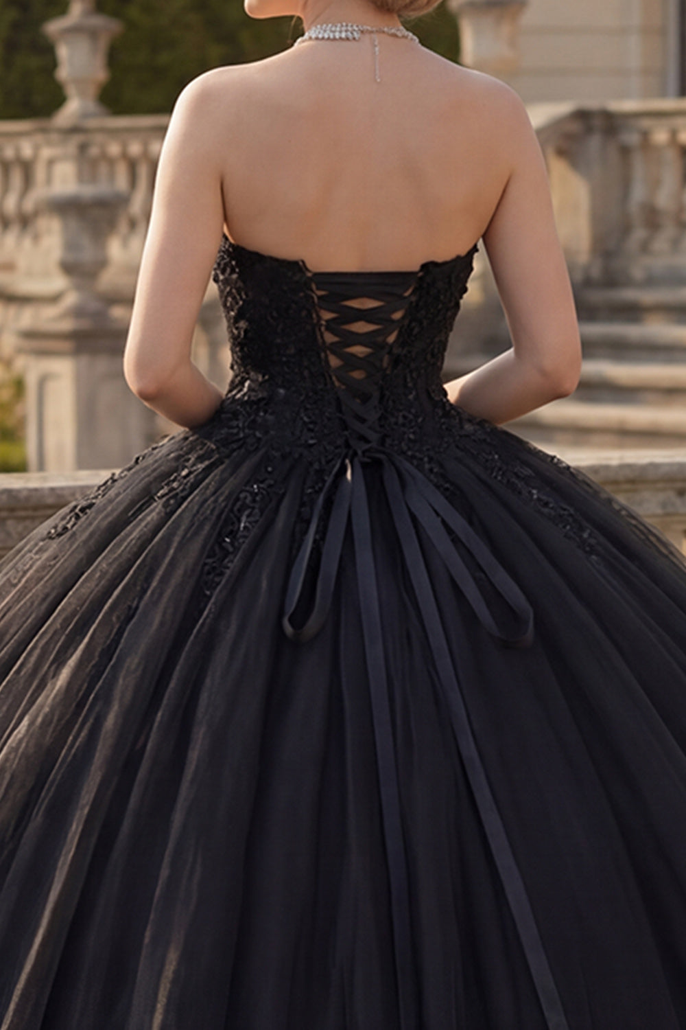 Black Halter Backless Princess Sparkly Long Quinceanera Dress with Beading