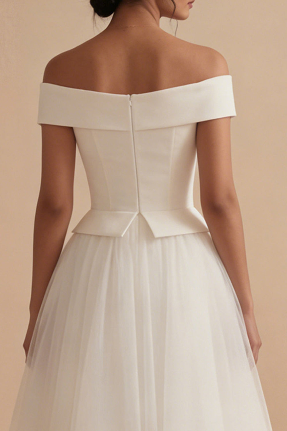 White Maxi Off the Shoulder A Line Boho Wedding Reception Dress