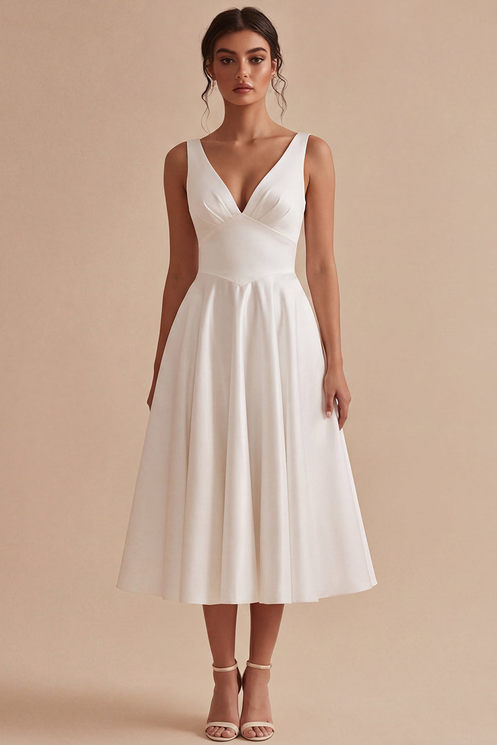Simple Maxi A Line V-Neck White Bridal Shower Dress