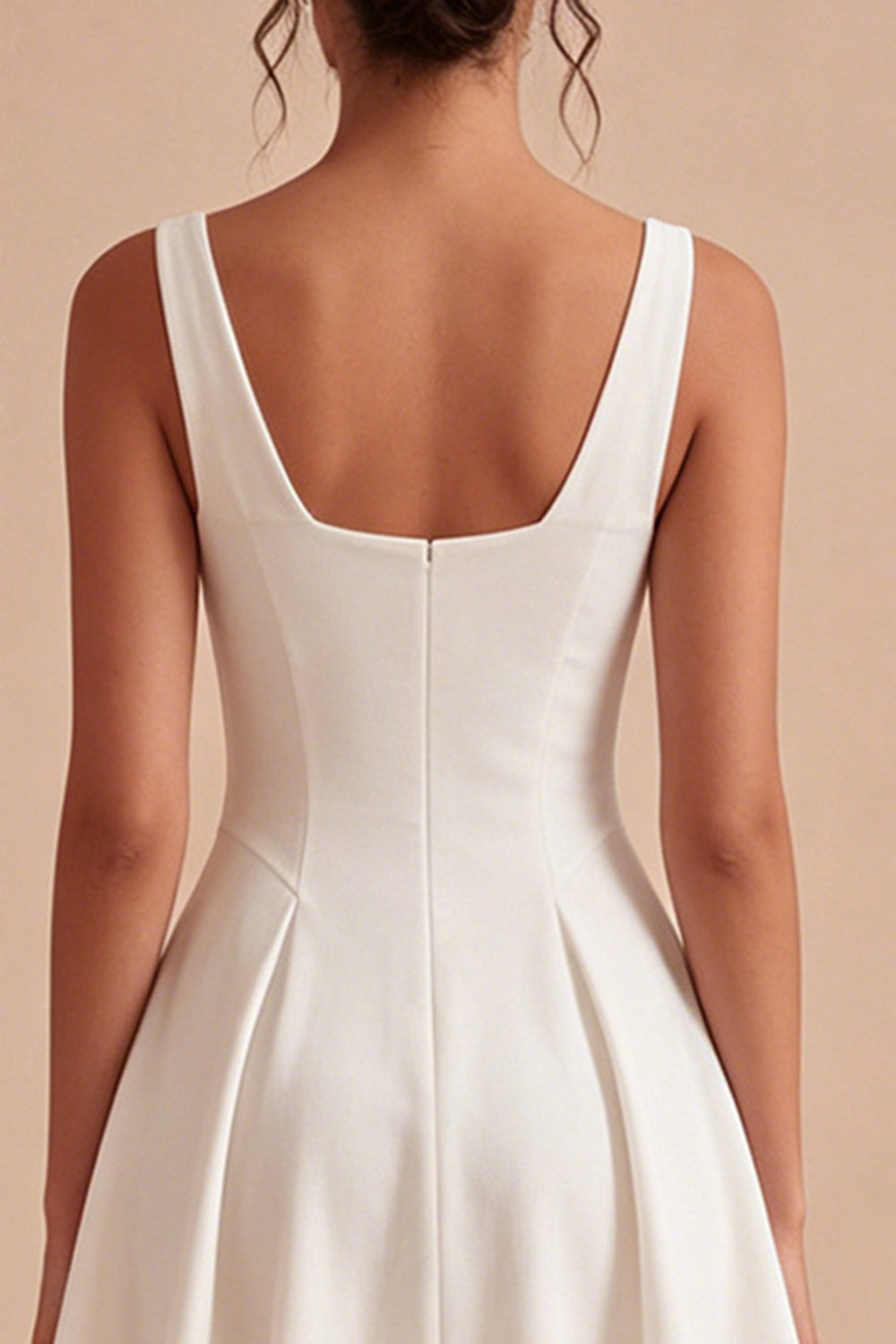 Simple Cowl Neck A Line White Short Graduation Dress