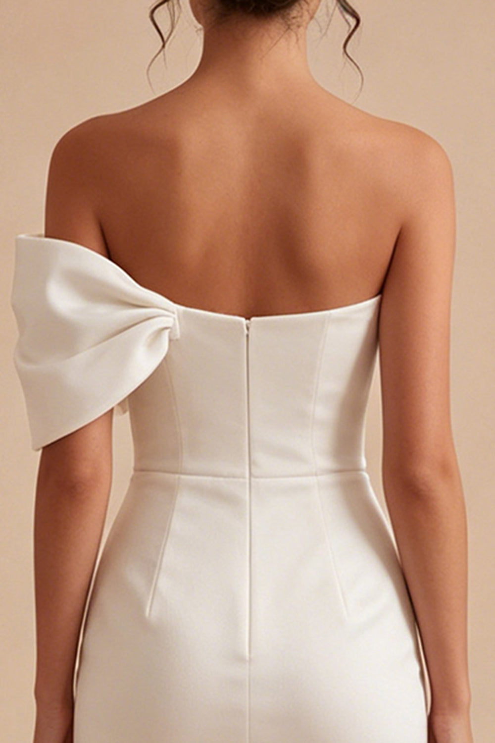 White Tight Short Strapless Graduation Dress with Bow