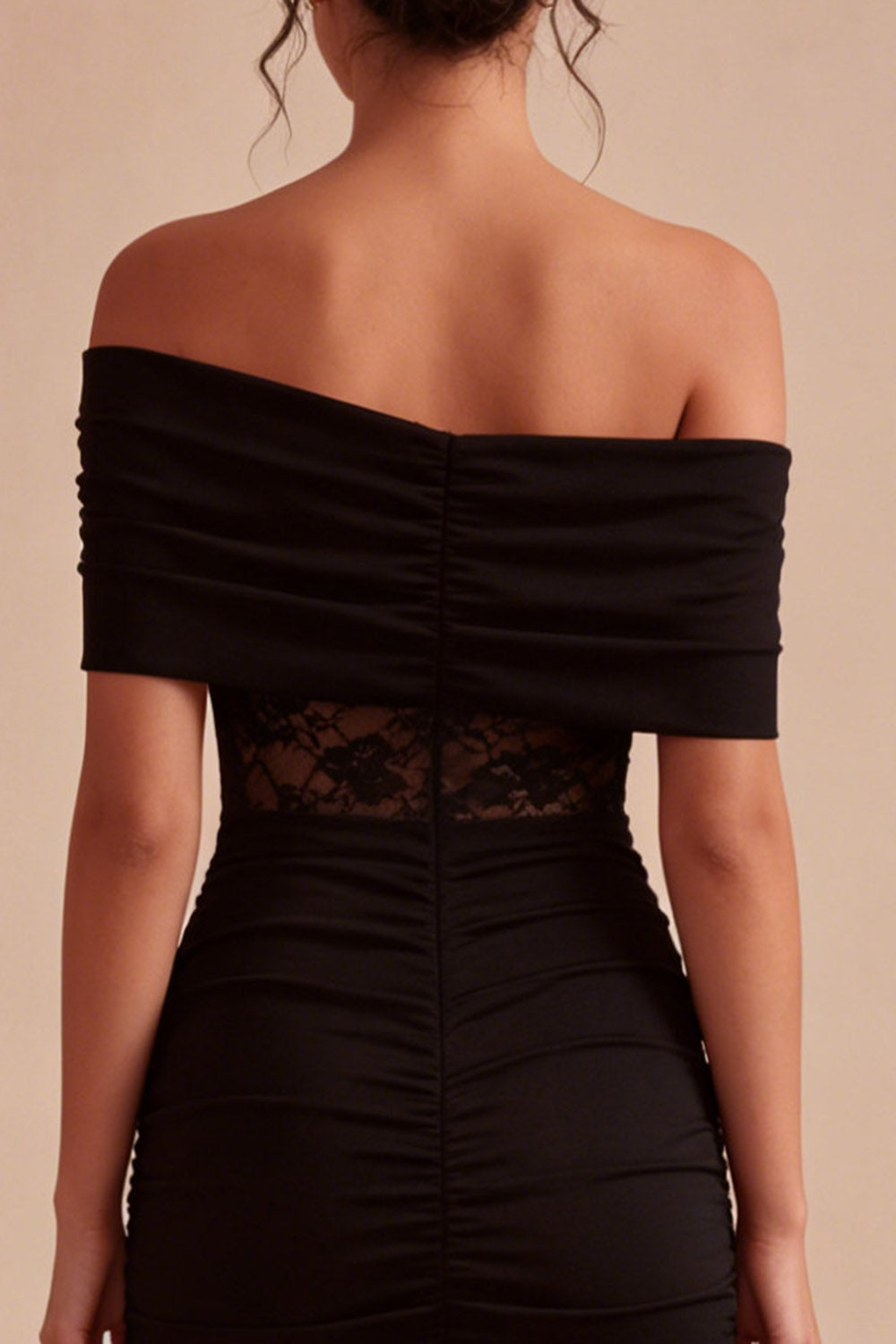 Off the Shoulder Tight Short Little Black Dress with Lace