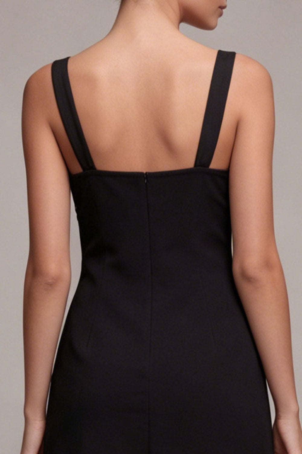 Tight Thick Straps Little Black Dress with Bow