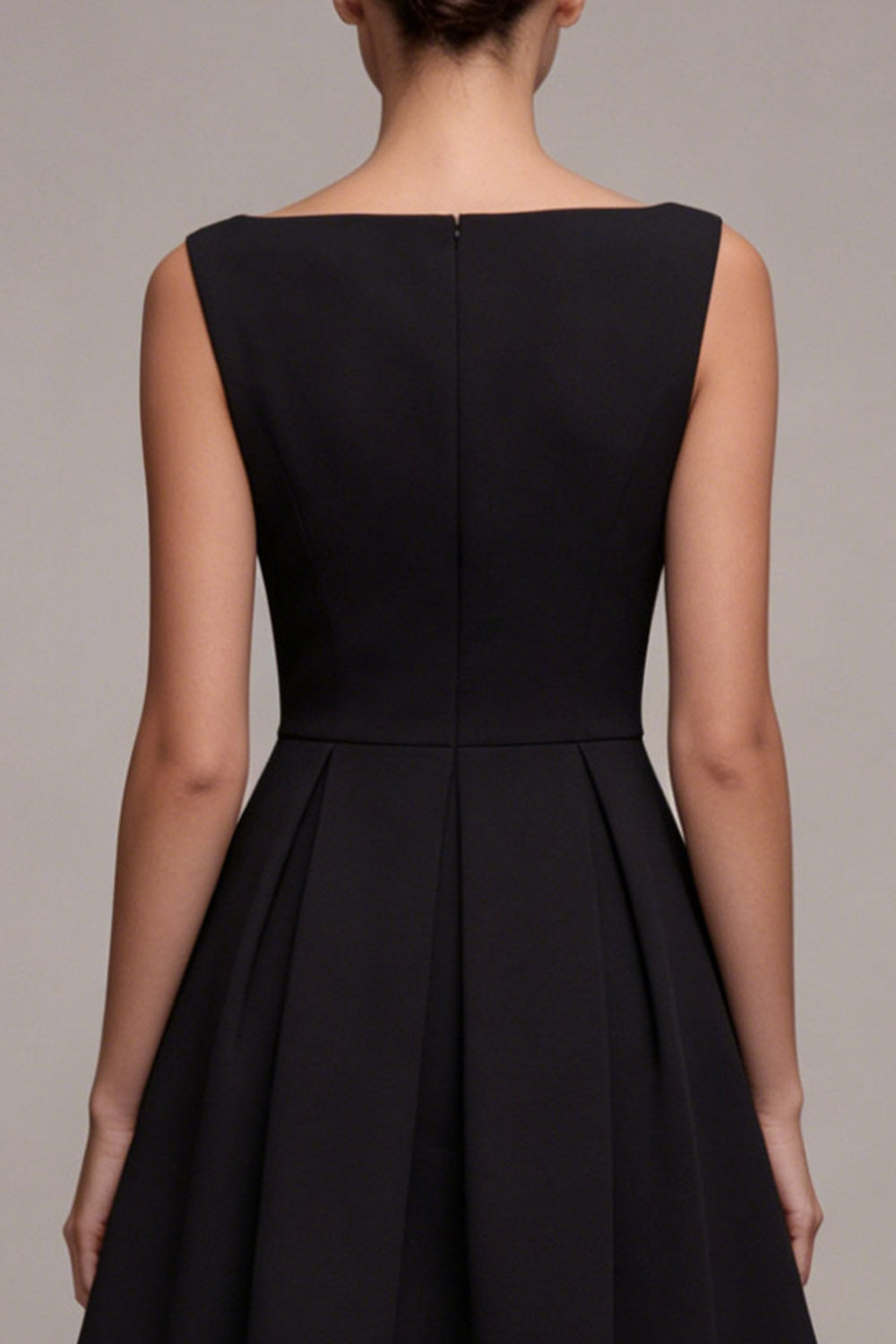 A Line Boat Neck Simple Little Black Dress