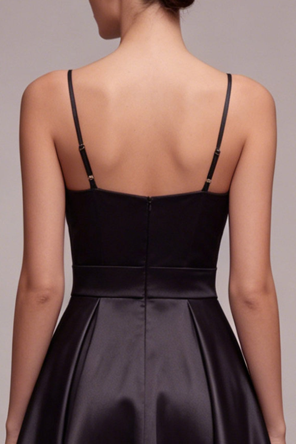 A Line Spaghetti Straps Ruched Little Black Dress