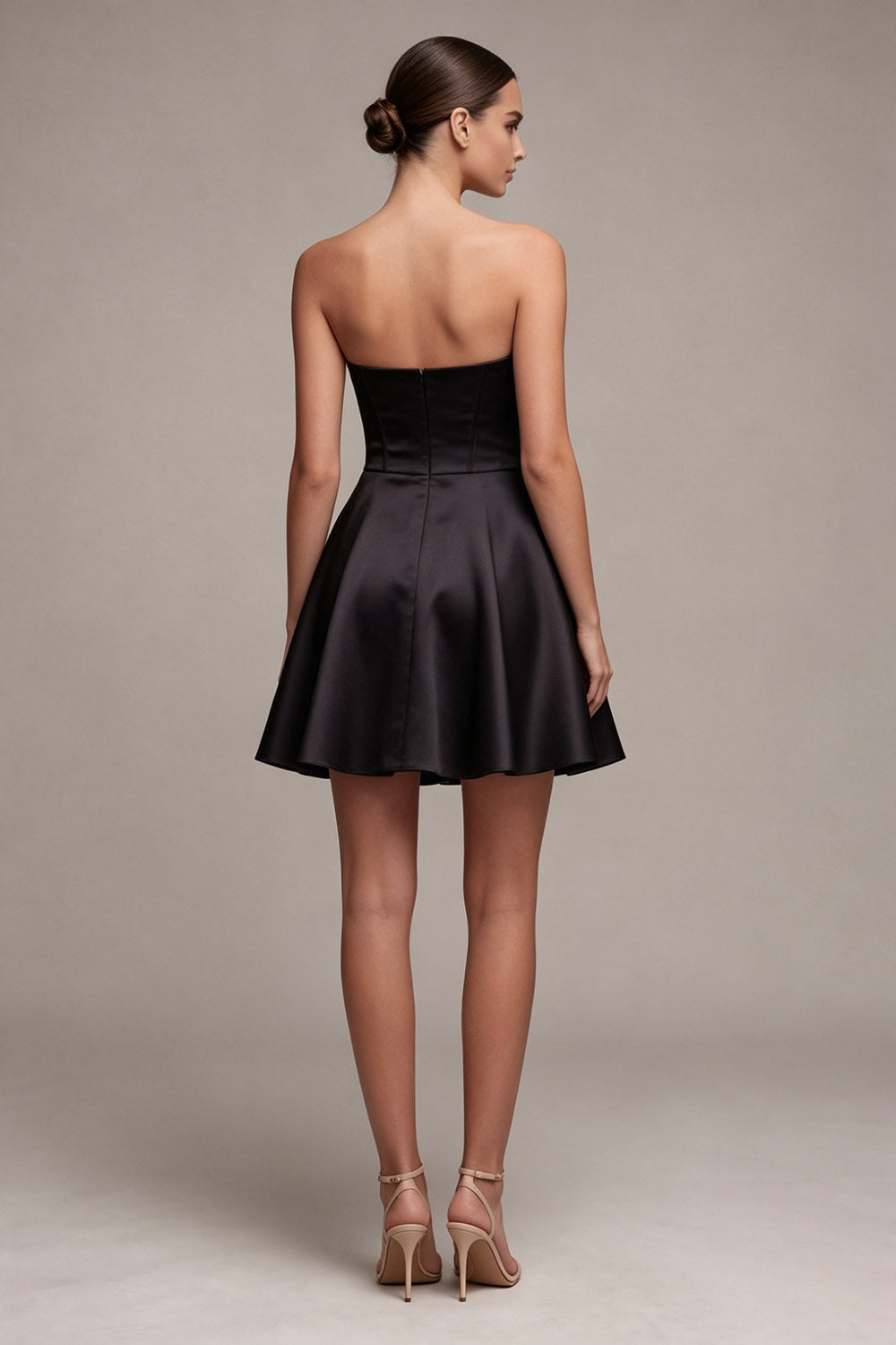 Corset Strapless A Line Little Black Dress with Pockets