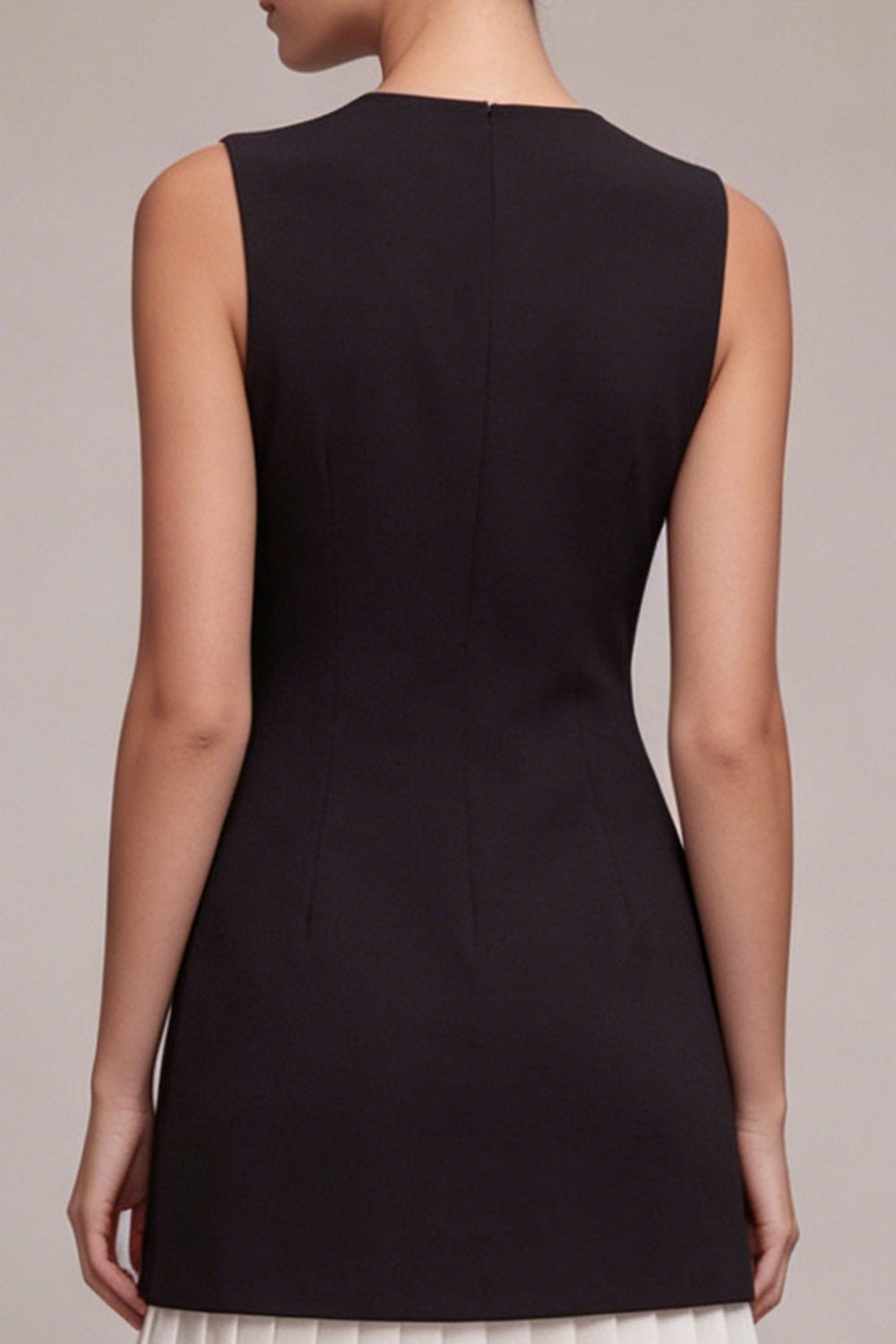 Tight V Neck Simple Black Cocktail Dress with Pleats