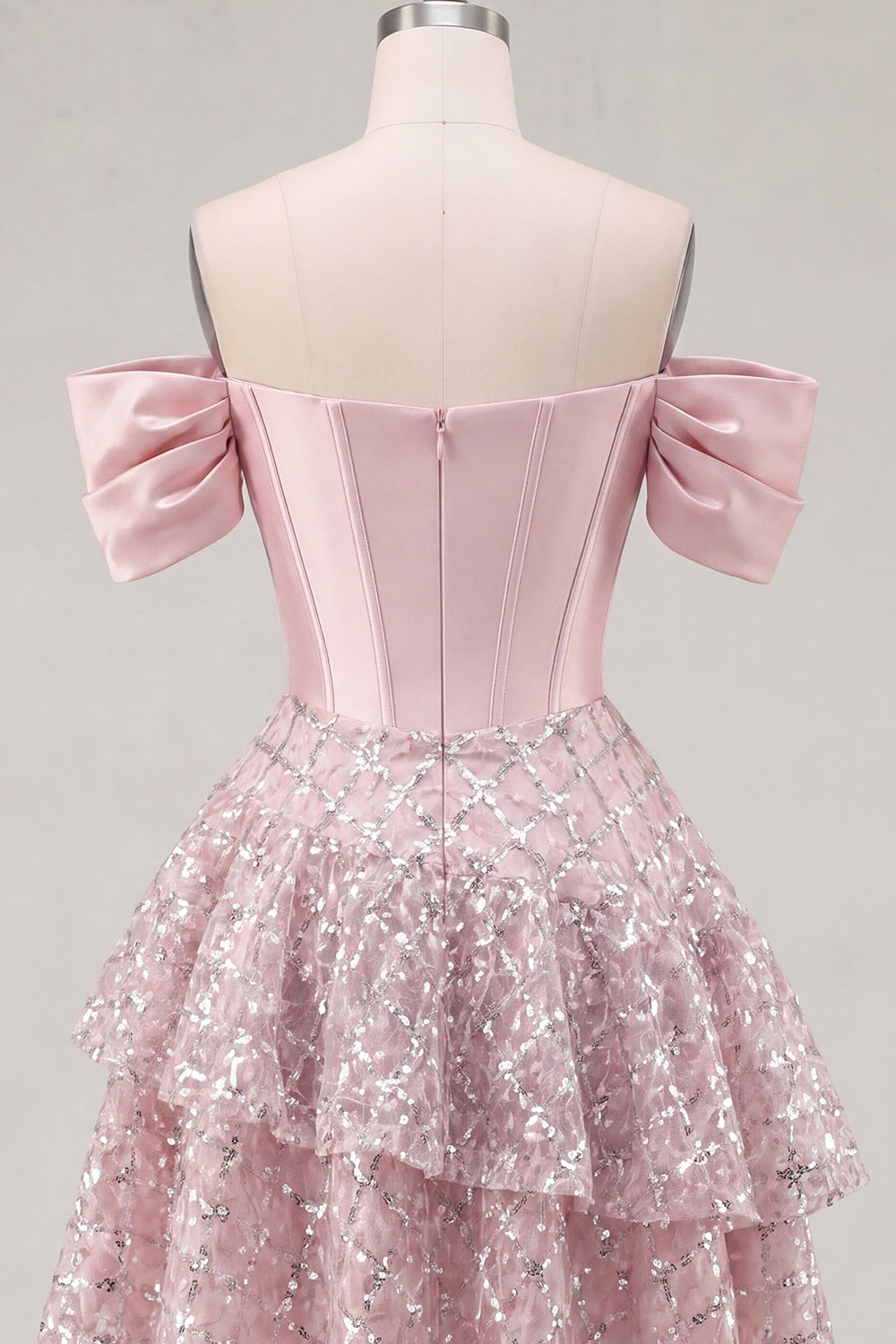 Sparkly Blush Corset Beaded Short Line Homecoming Dress with Ruffles